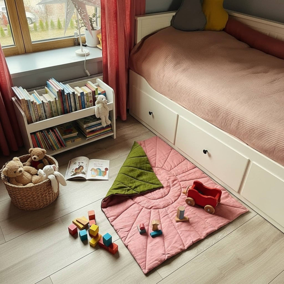 Linen Sunburst Baby Play Mat, Linen Kids Play Mat