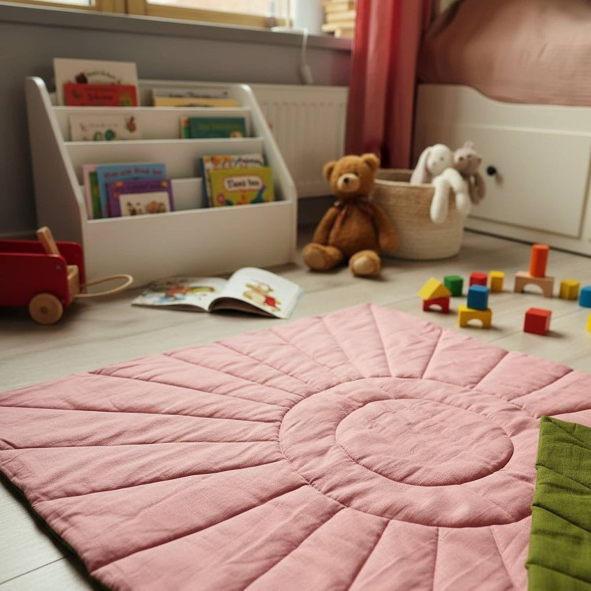Linen Sunburst Baby Play Mat, Linen Kids Play Mat