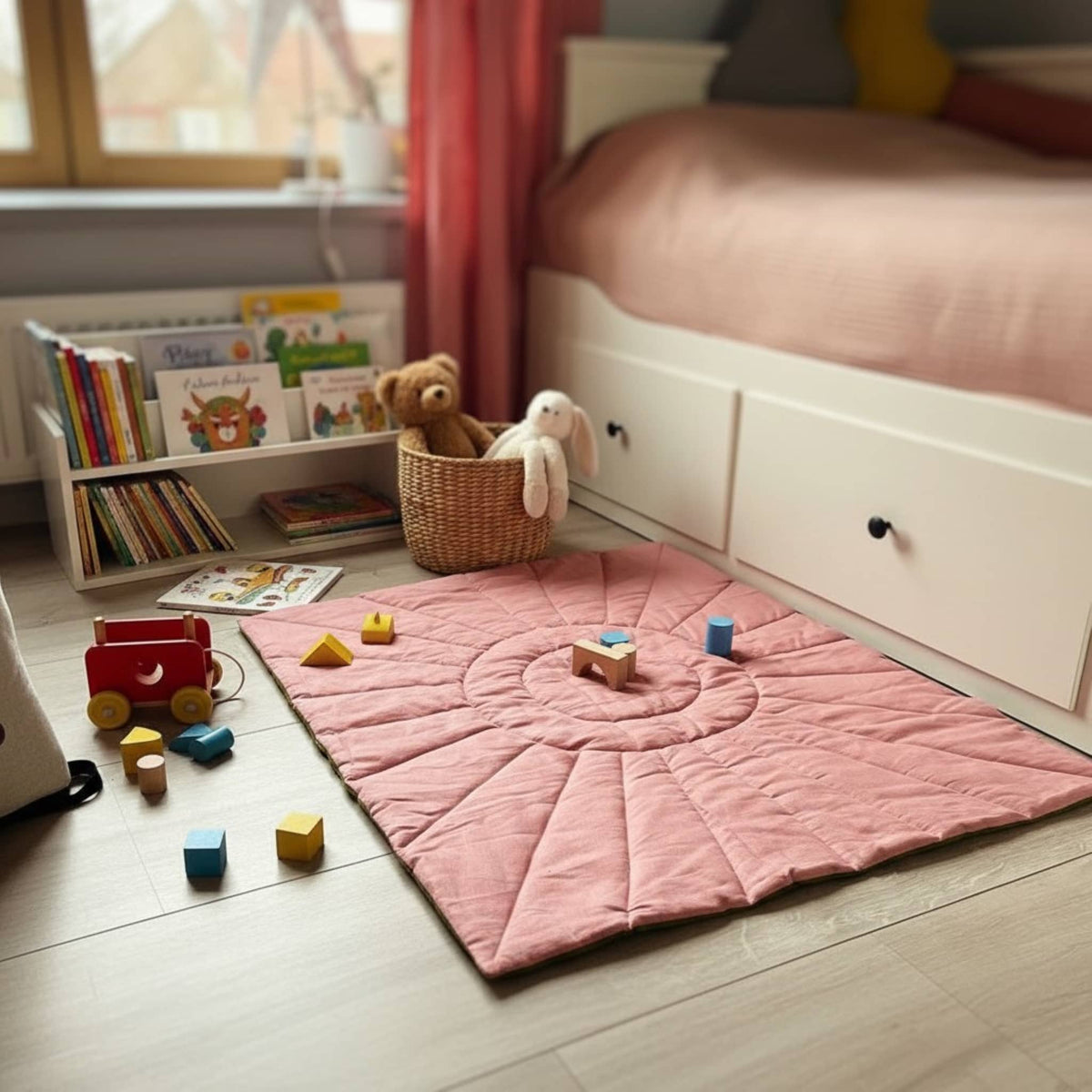 Linen Sunburst Baby Play Mat, Linen Kids Play Mat
