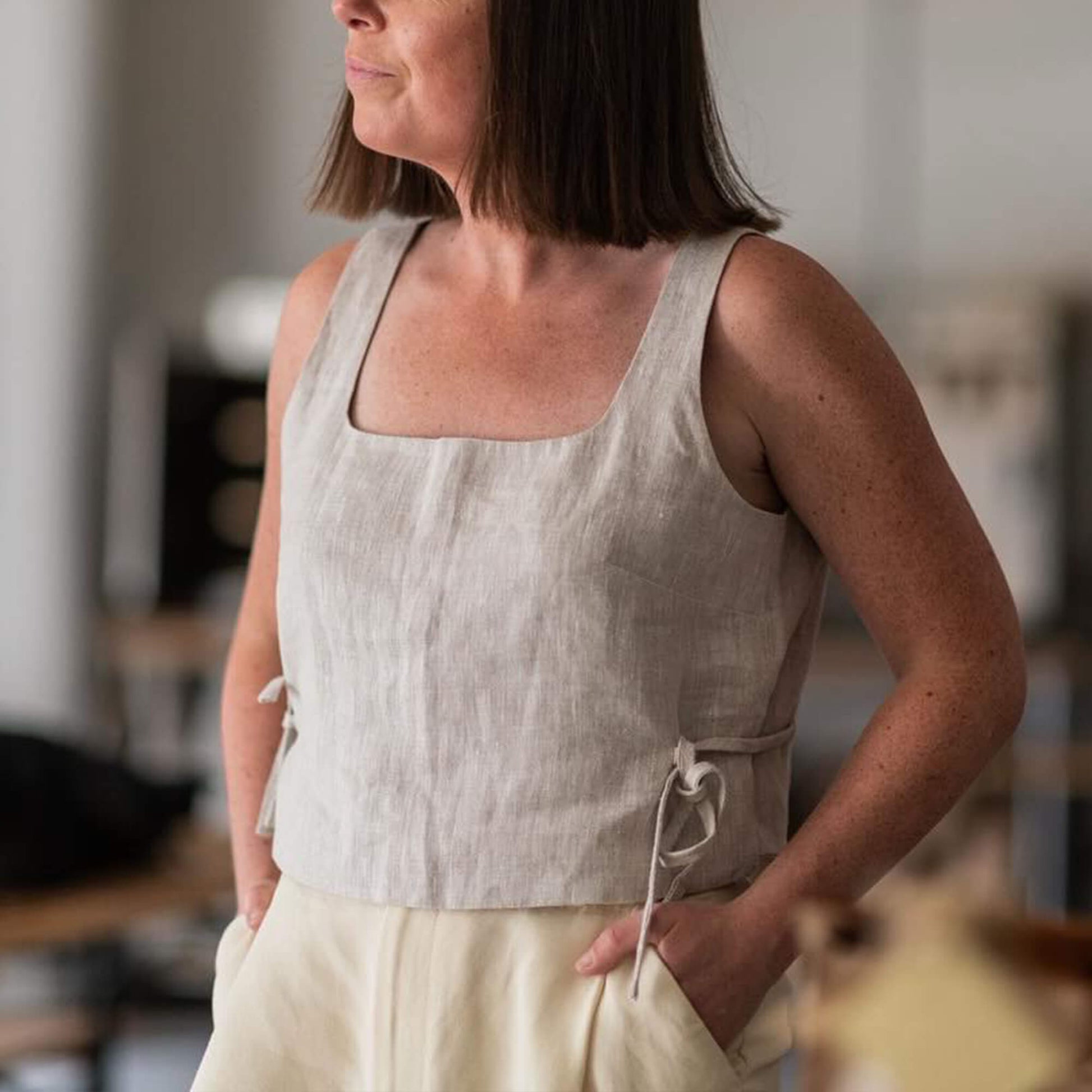 Linen Tank Top, Linen Sleeveless Top