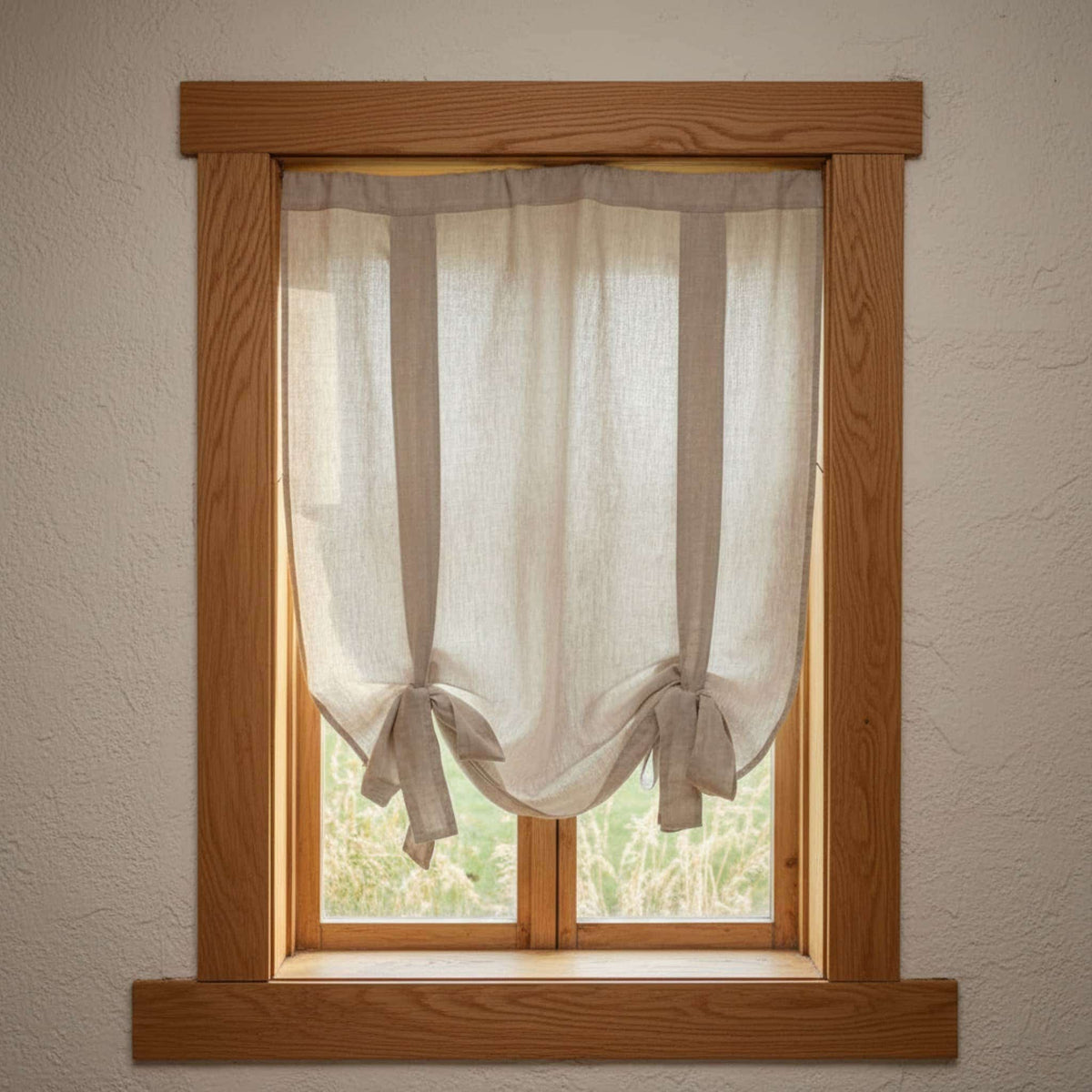 Linen Tie Up Curtains, Linen Roll Up Curtains