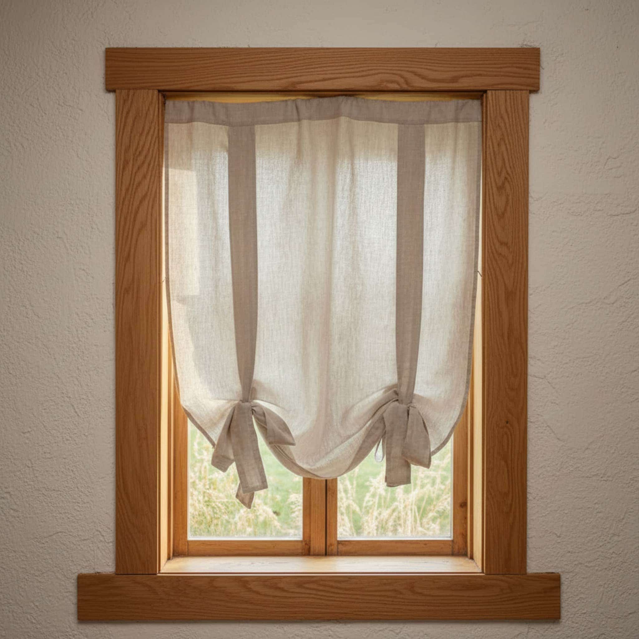 Linen Tie Up Curtains, Linen Roll Up Curtains