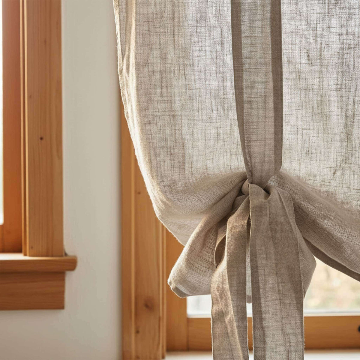 Linen Tie Up Curtains, Linen Roll Up Curtains