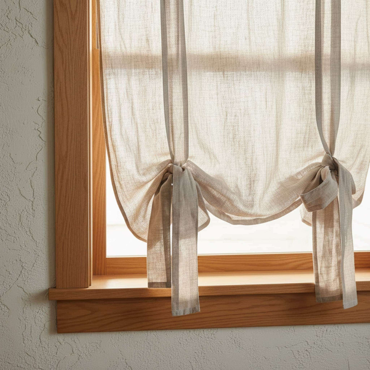 Linen Tie Up Curtains, Linen Roll Up Curtains