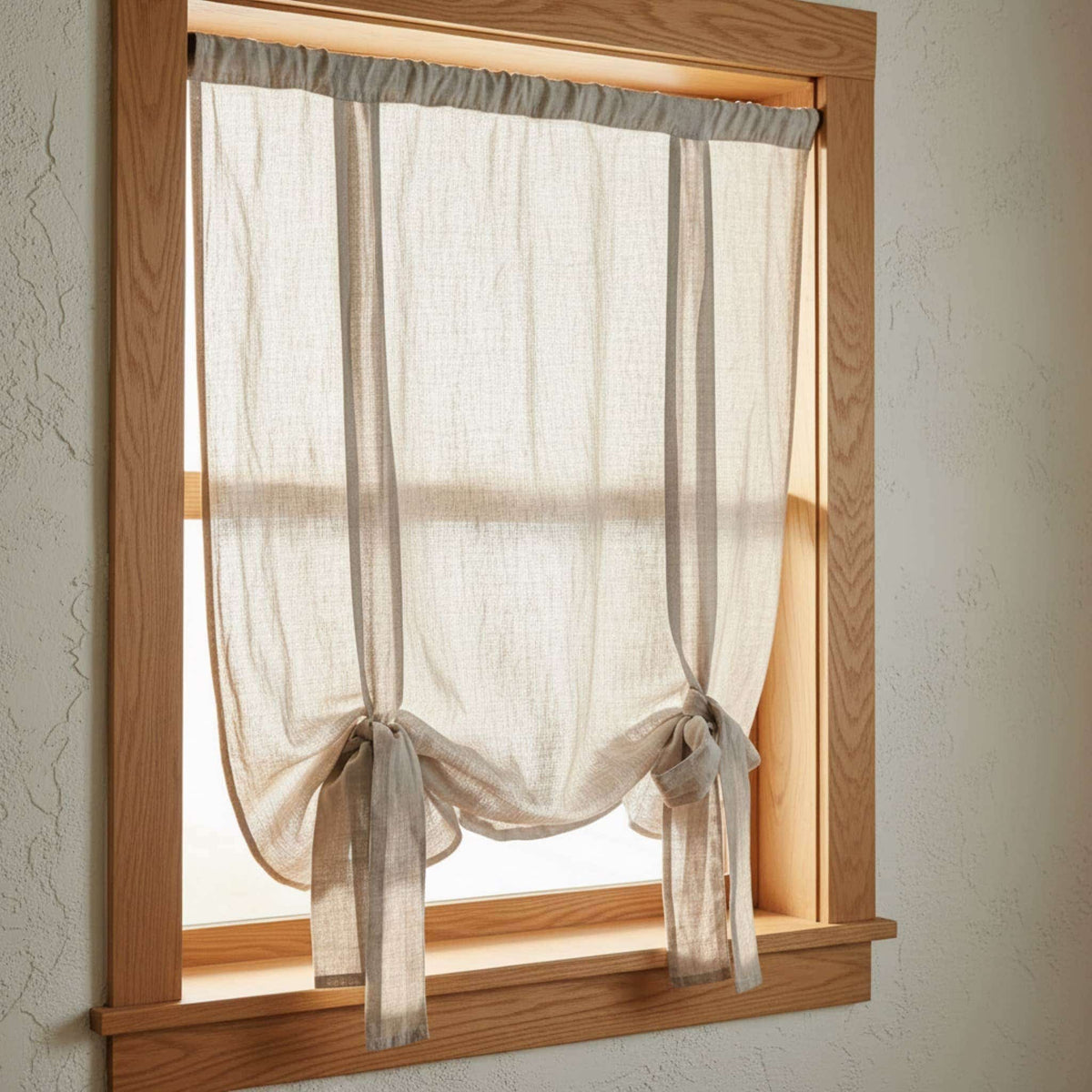 Linen Tie Up Curtains, Linen Roll Up Curtains