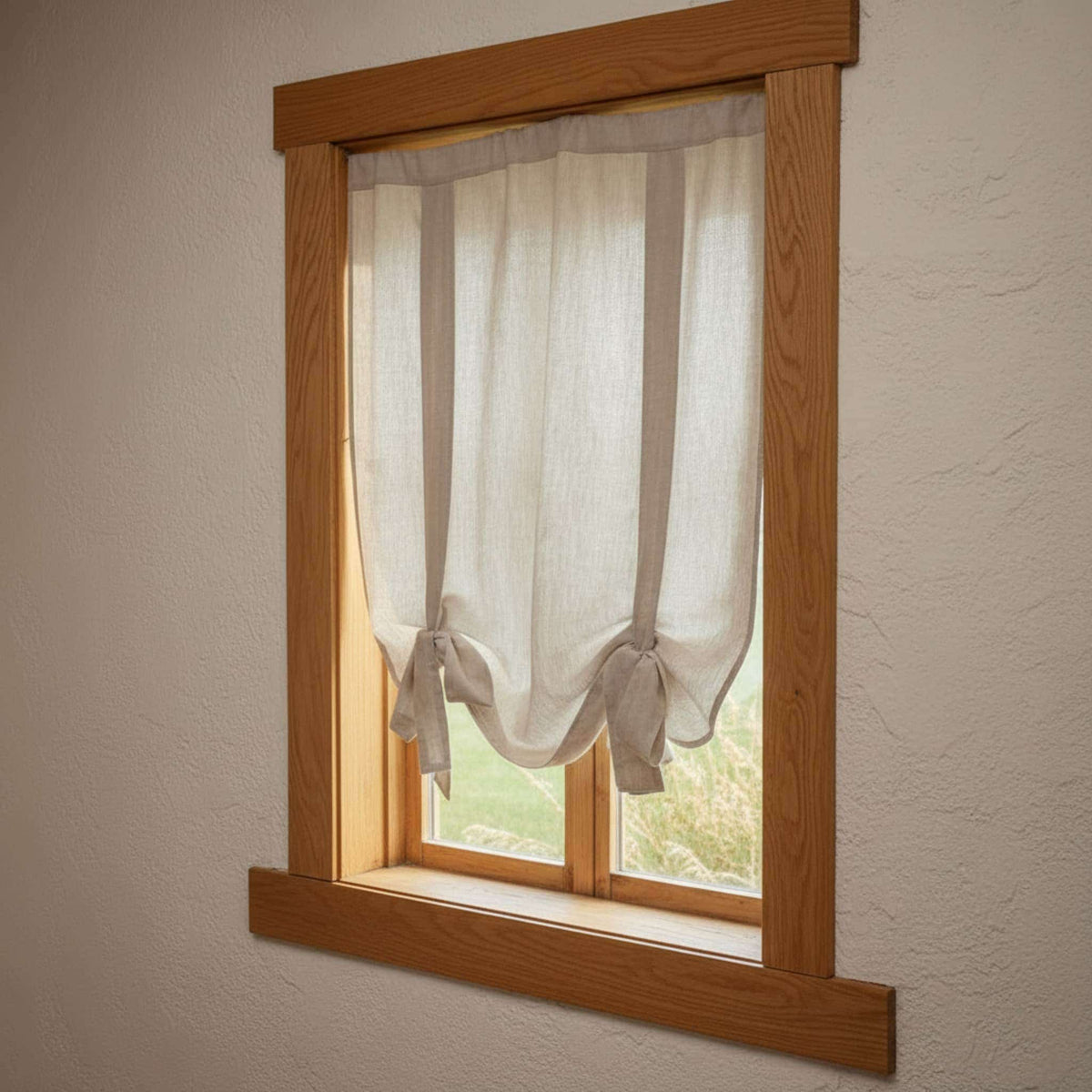 Linen Tie Up Curtains, Linen Roll Up Curtains