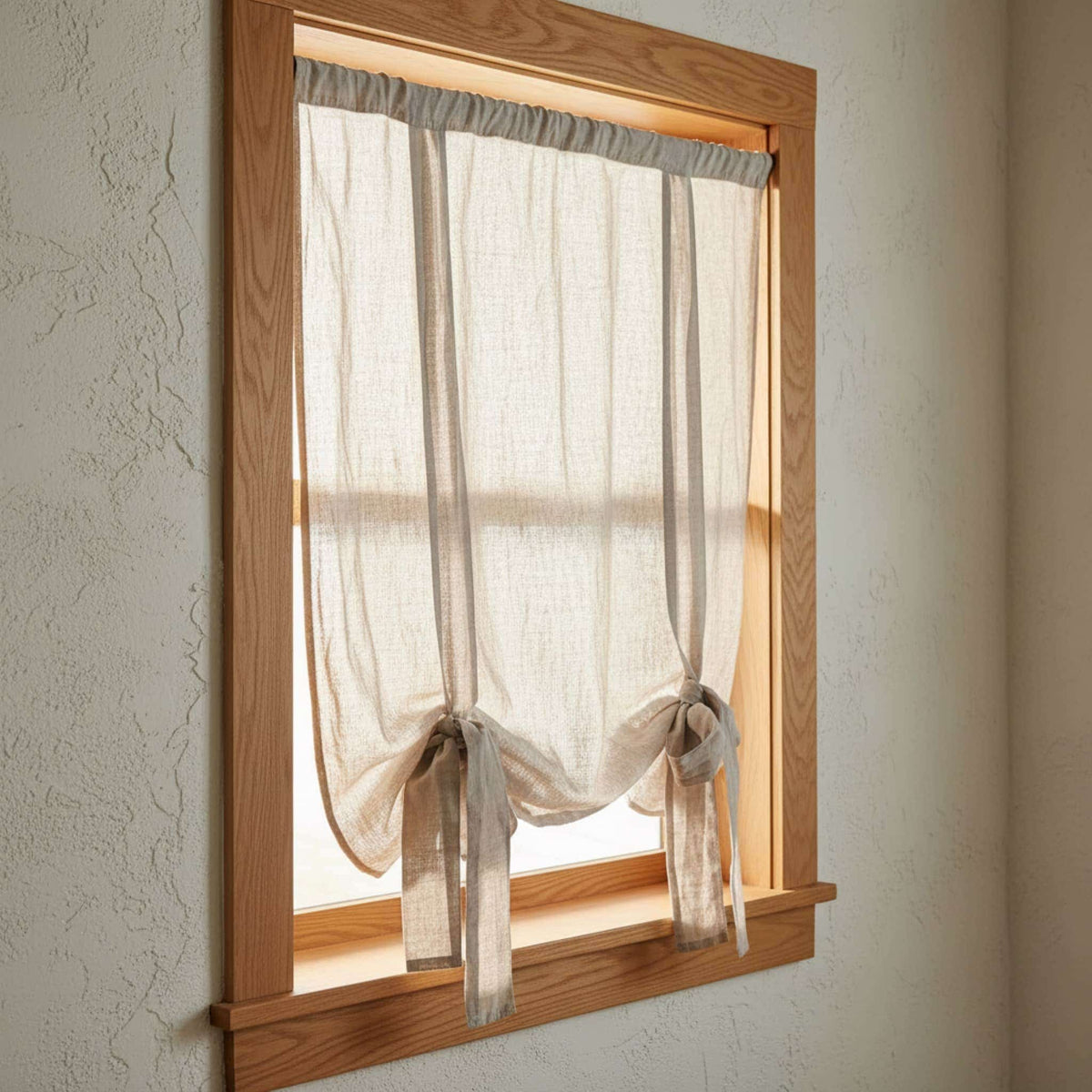 Linen Tie Up Curtains, Linen Roll Up Curtains