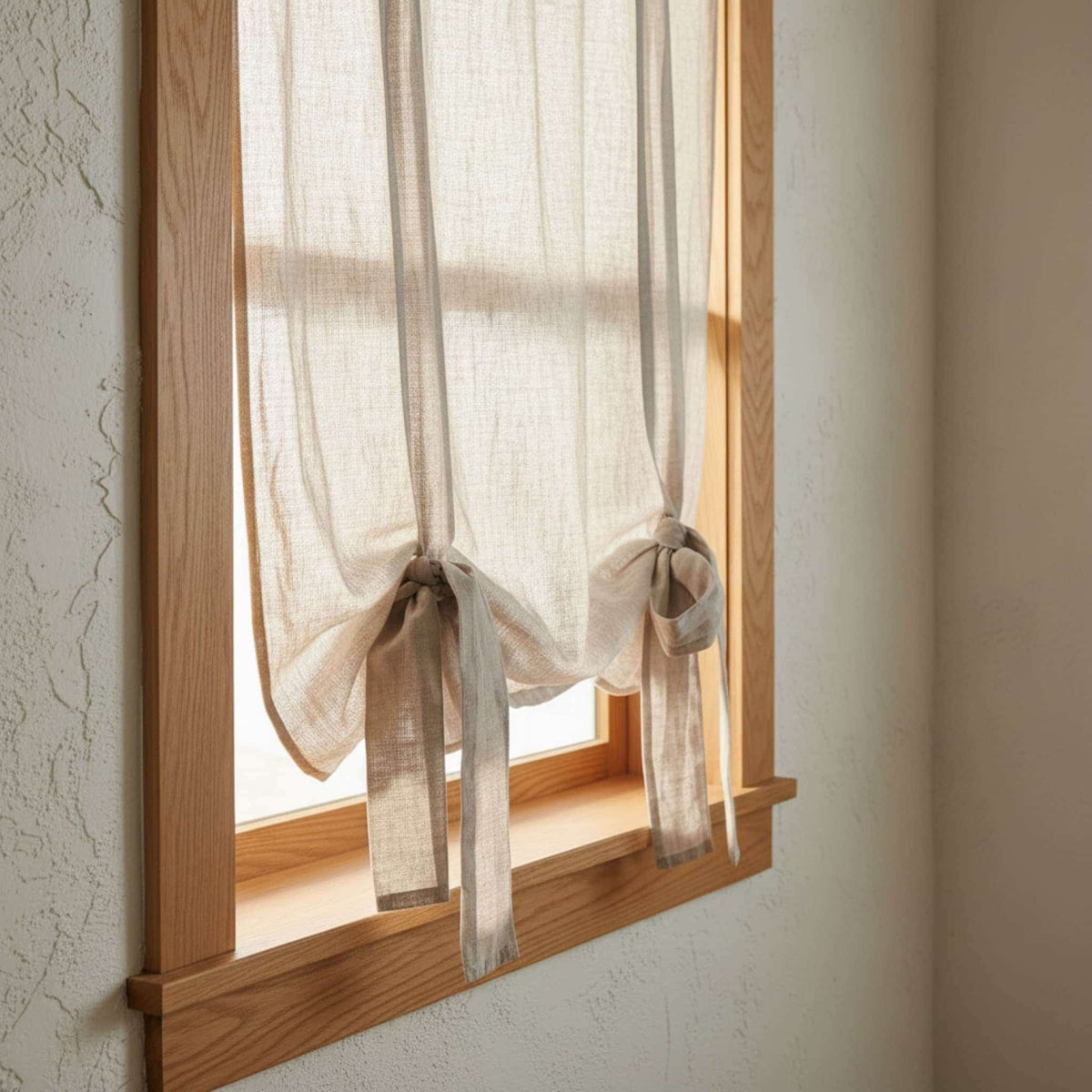Linen Tie Up Curtains, Linen Roll Up Curtains