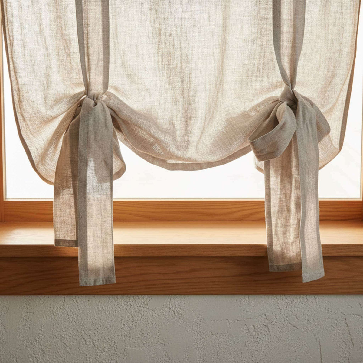 Linen Tie Up Curtains, Linen Roll Up Curtains