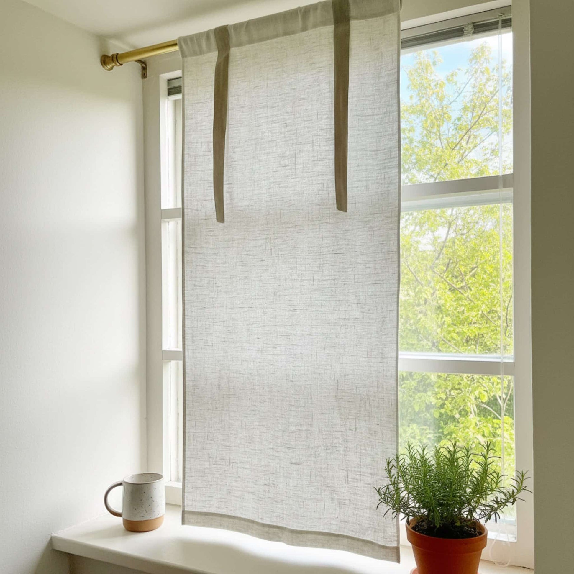 Linen Tie Up Curtains, Tie Up Window Curtains