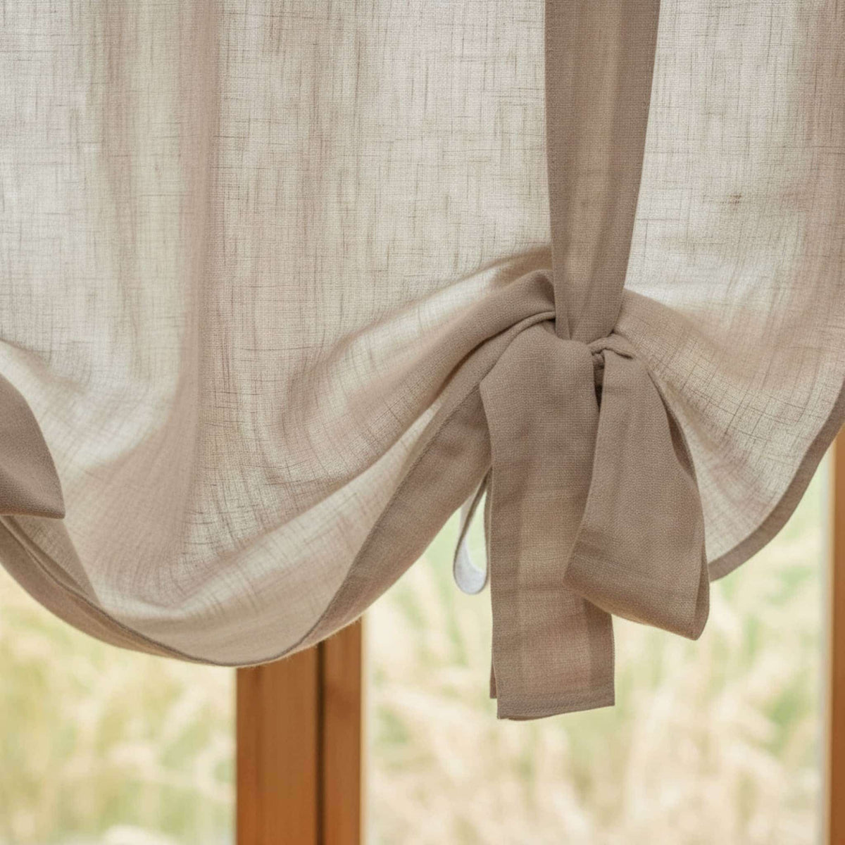 Linen Tie Up Curtains, Linen Roll Up Curtains