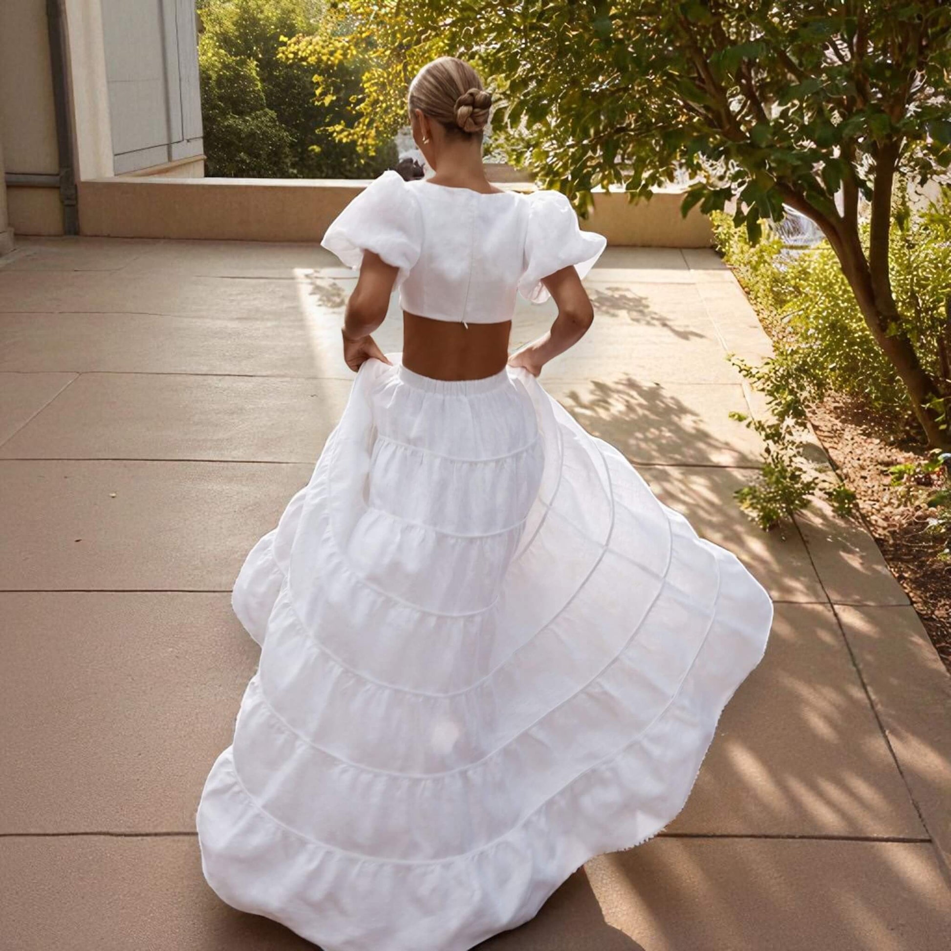 Linen Tiered Maxi Skirt, Linen Maxi Skirt