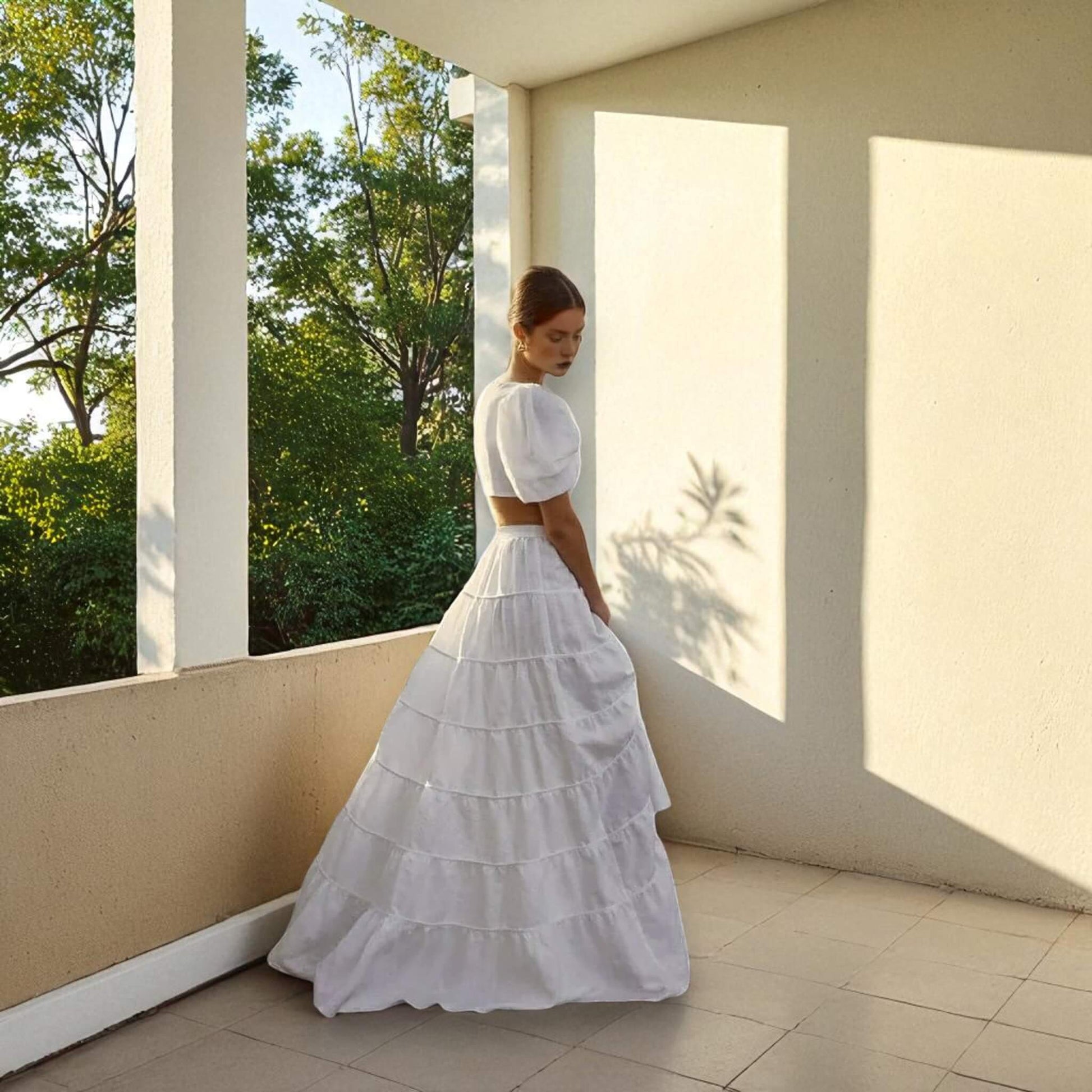Linen Tiered Maxi Skirt, Linen Maxi Skirt