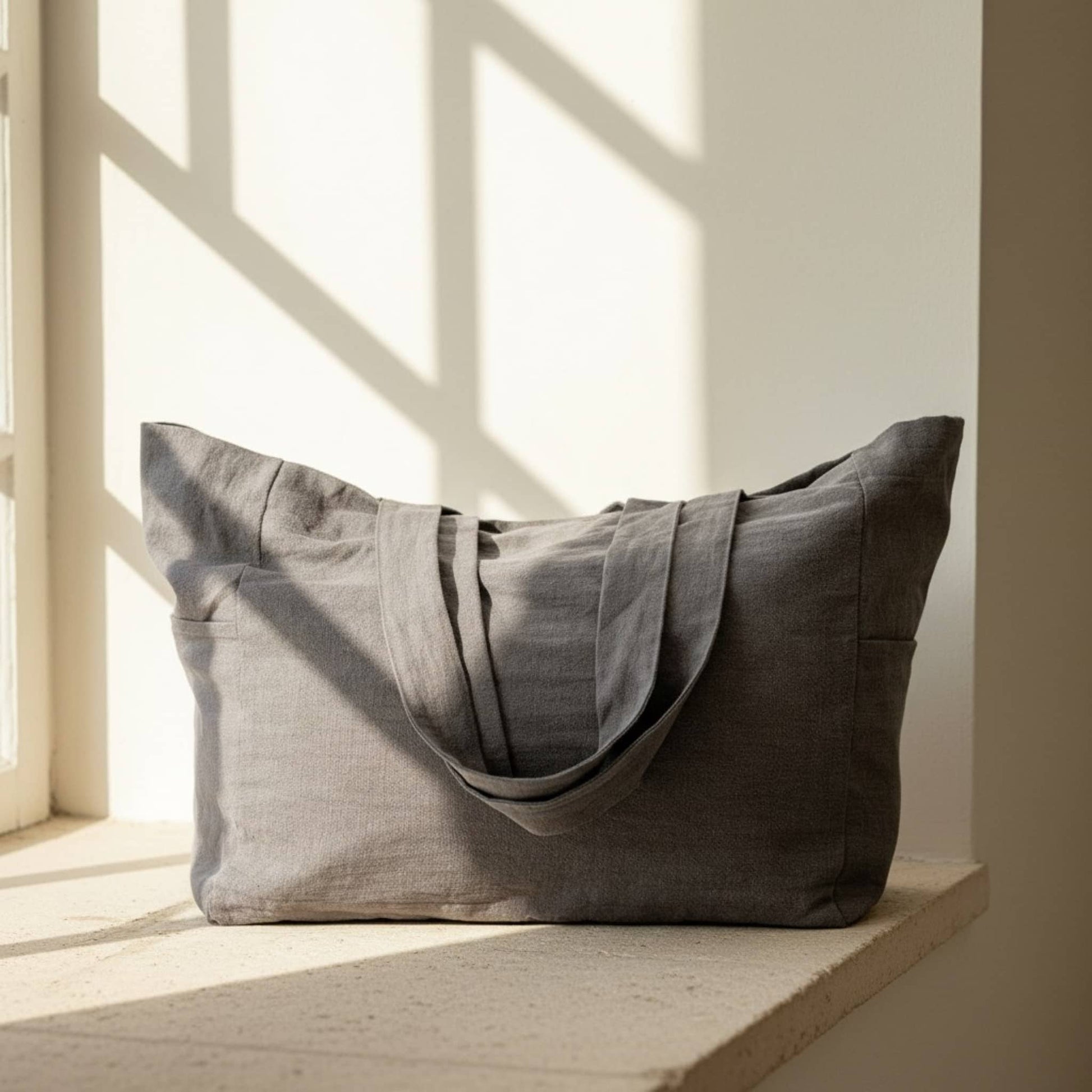 Linen Tote Bag, Linen Beach Bag