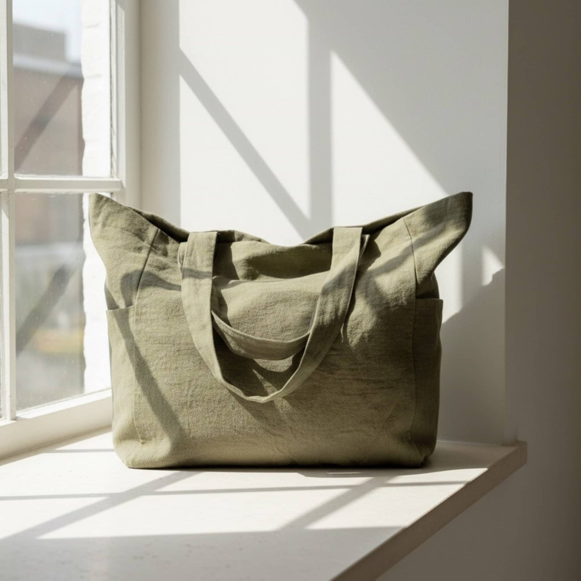 Linen Tote Bag, Linen Beach Bag