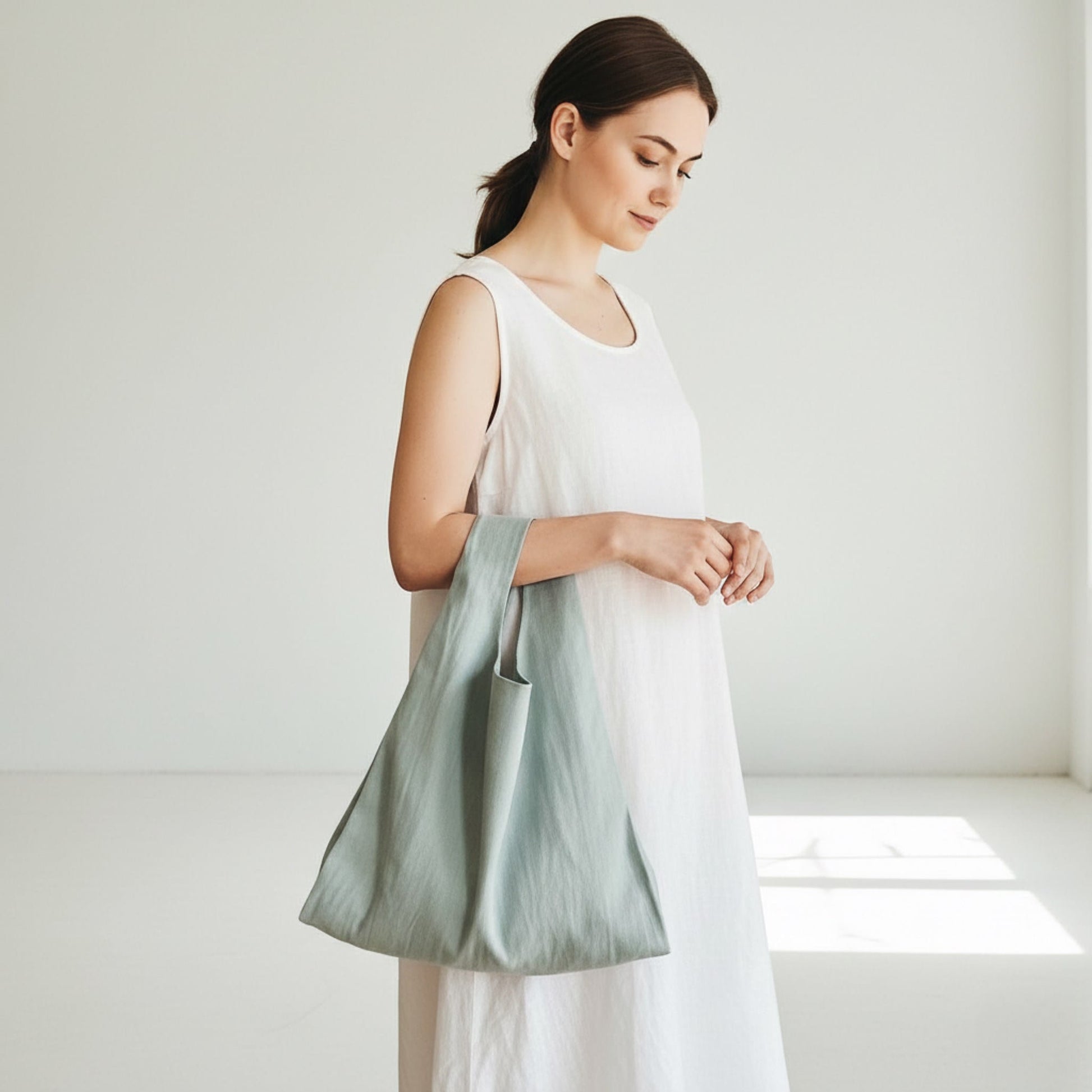 Linen Tote Bag, Linen Shoulder Bag