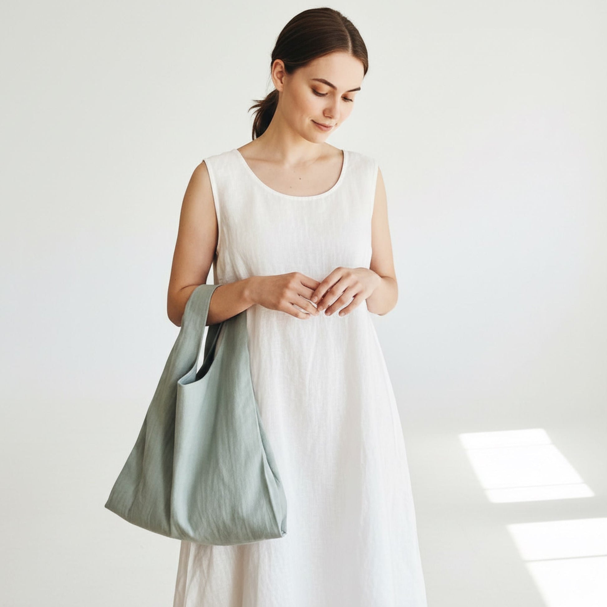 Linen Tote Bag, Linen Shoulder Bag