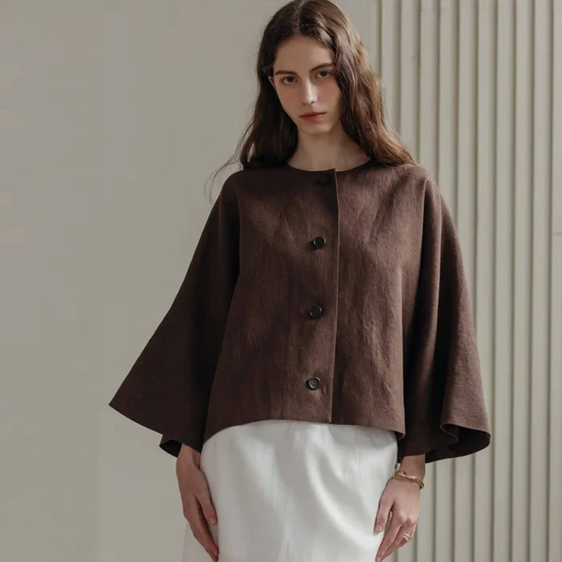 Linen Two Piece Set, Cropped Linen Jacket And Maxi Skirt Set