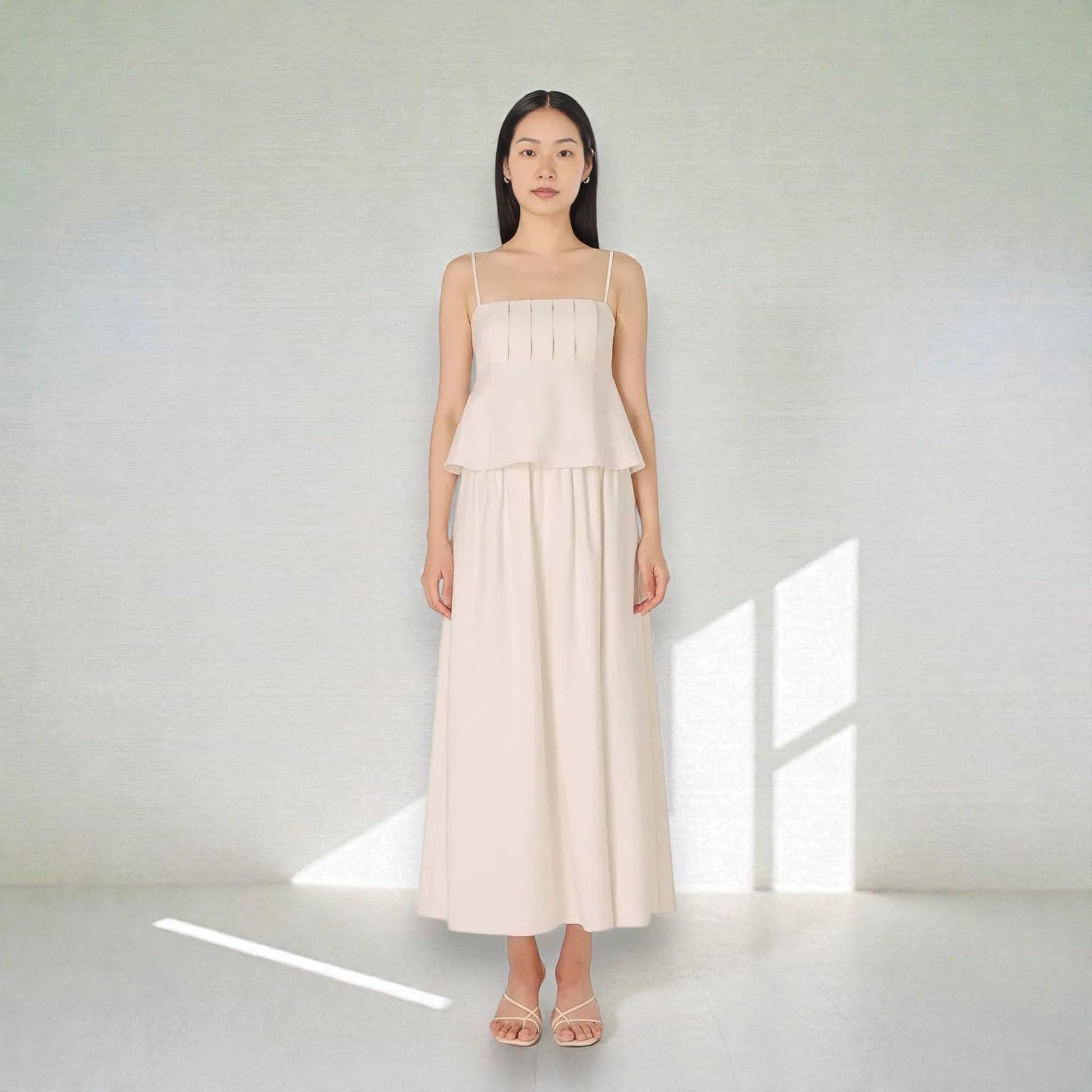 Linen Two Piece Set, Linen Cami Top And Slit Maxi Skirt Set