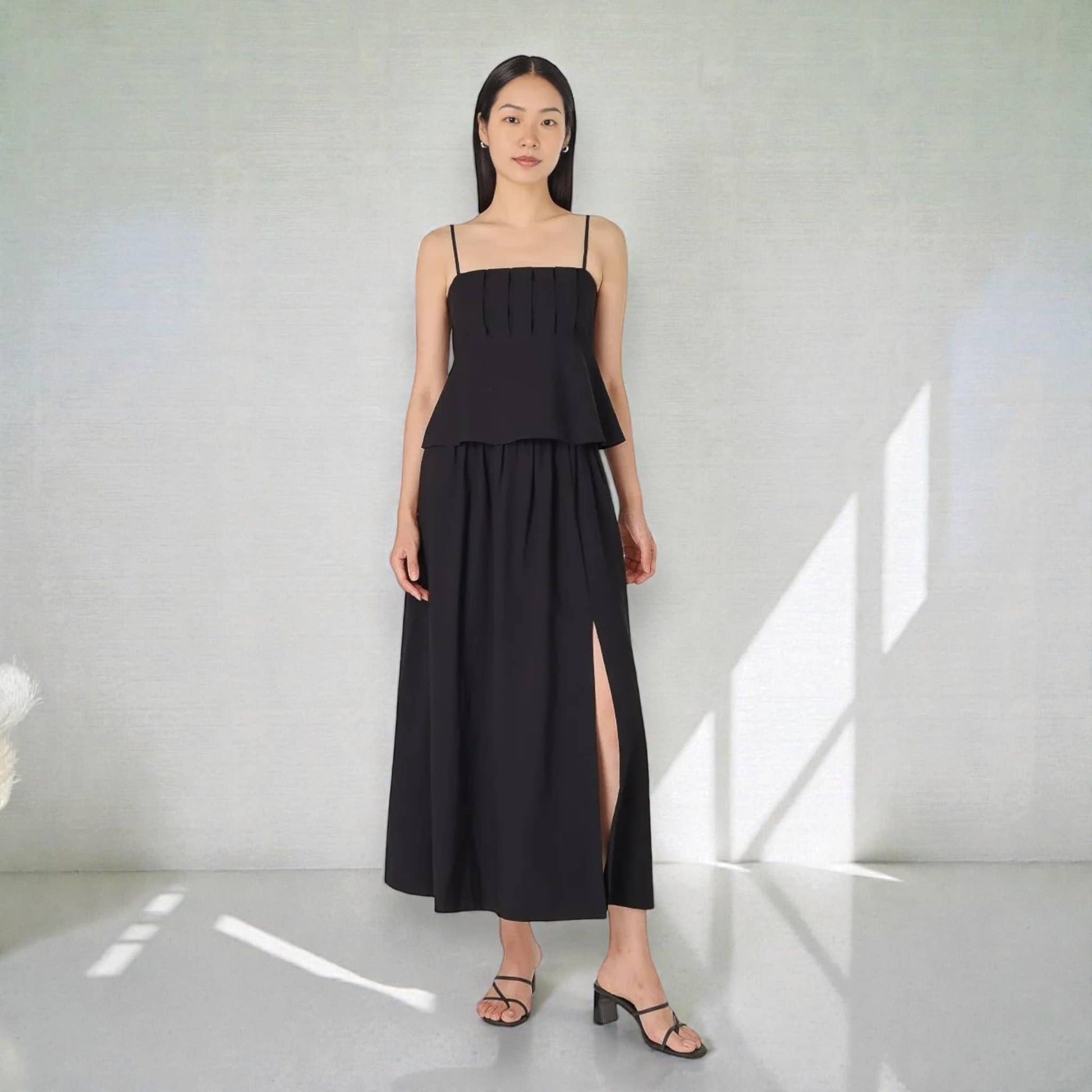 Linen Two Piece Set, Linen Cami Top And Slit Maxi Skirt Set