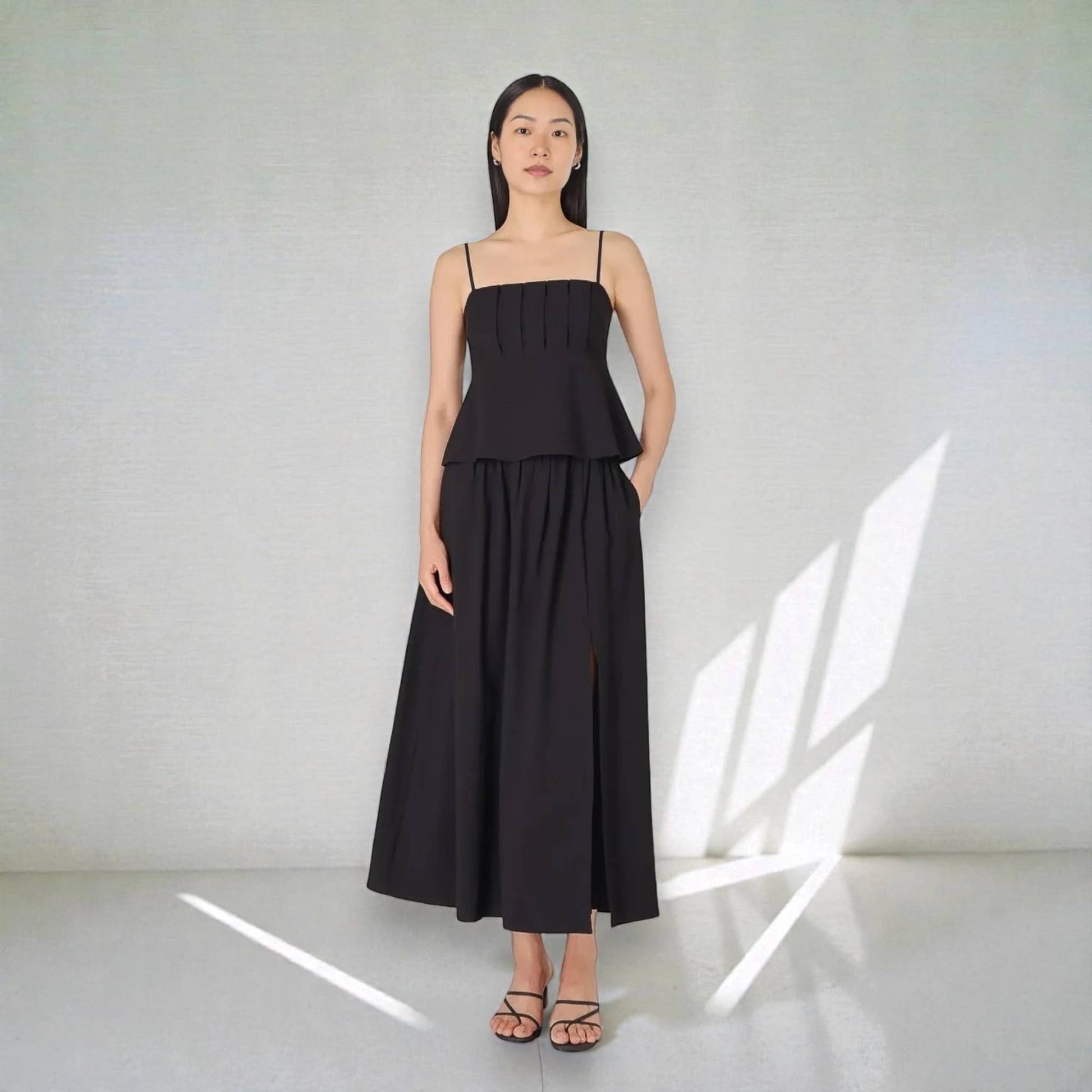 Linen Two Piece Set, Linen Cami Top And Slit Maxi Skirt Set