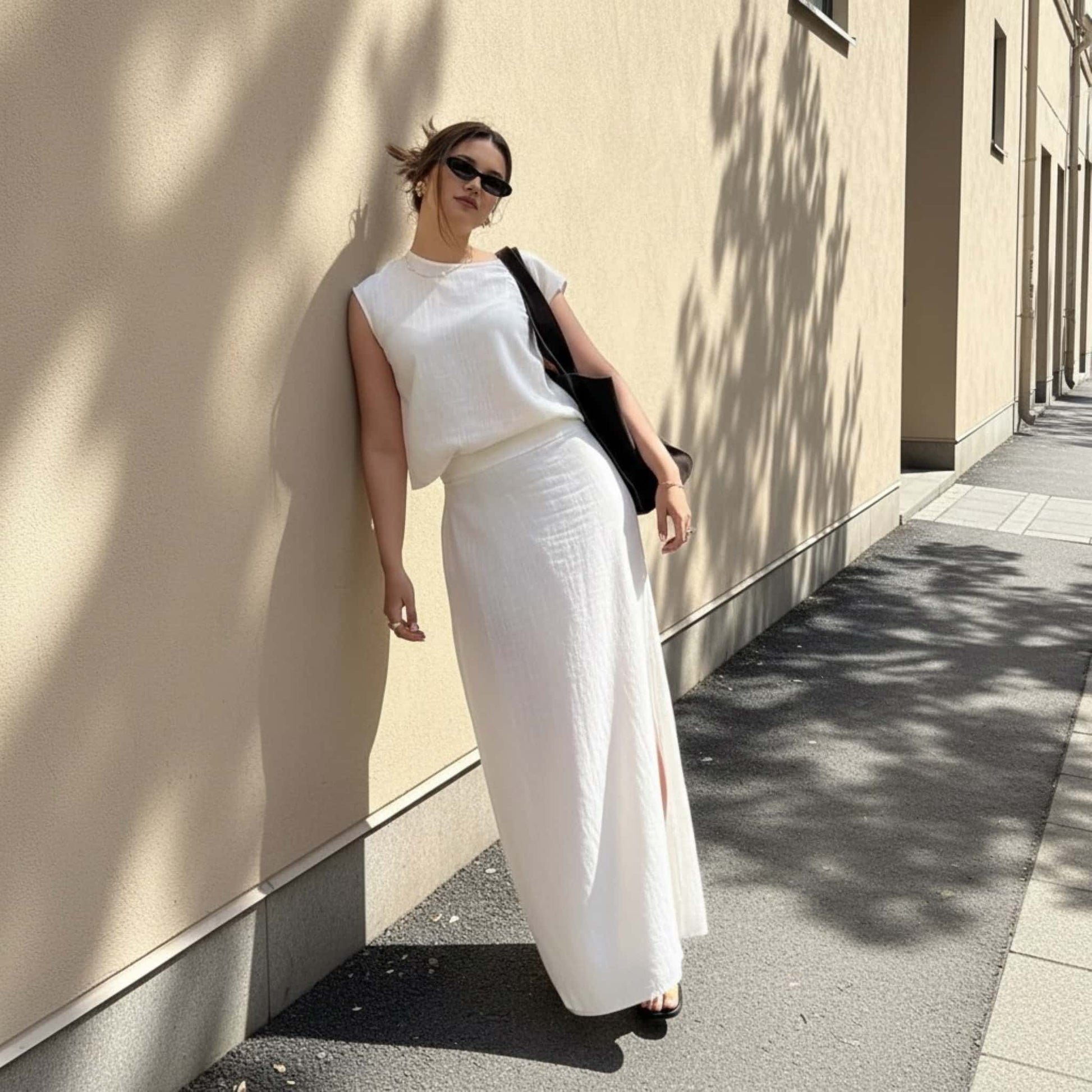 Linen Two Piece Set, Linen Tank Top And Maxi Skirt Set