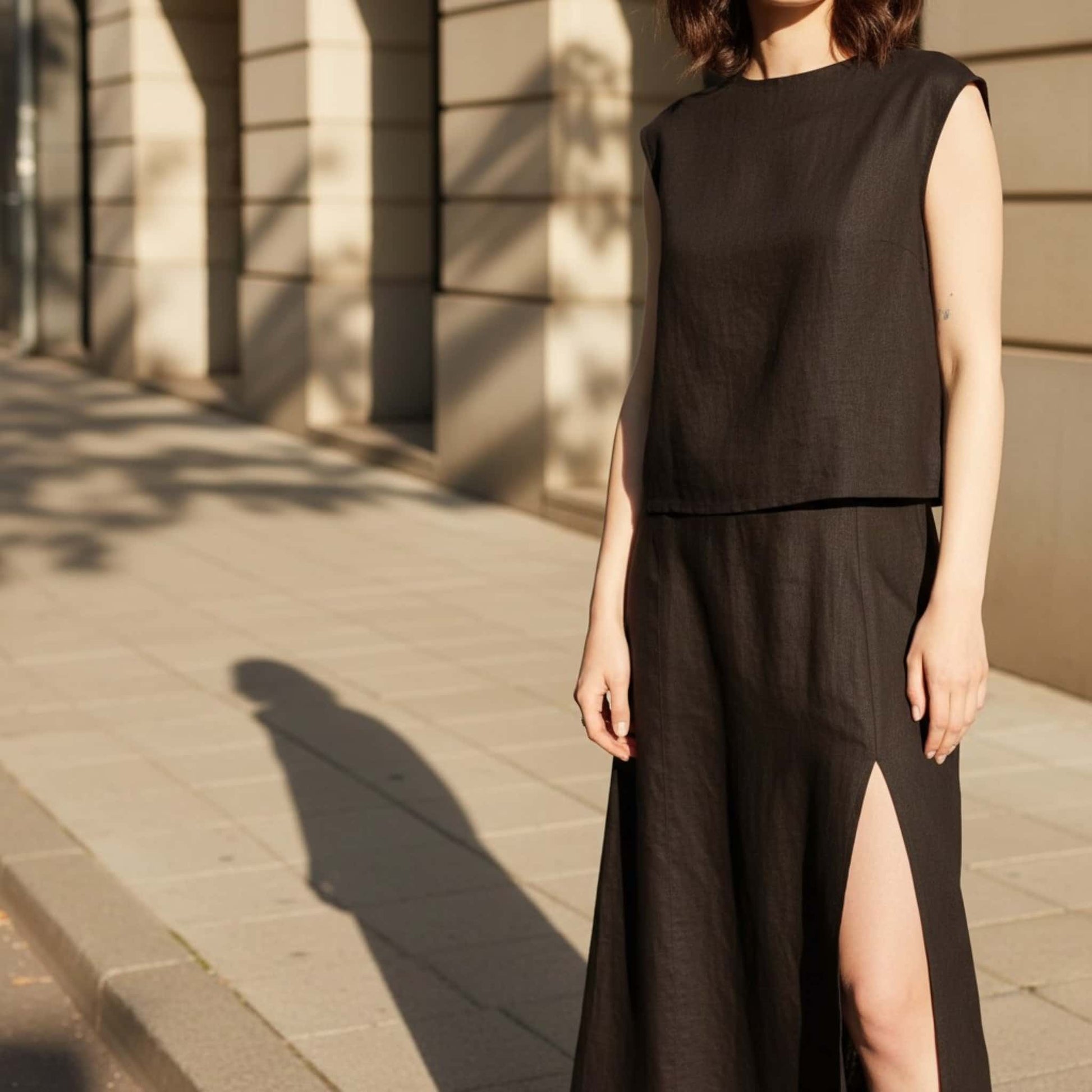 Linen Two Piece Set, Linen Tank Top And Maxi Skirt Set