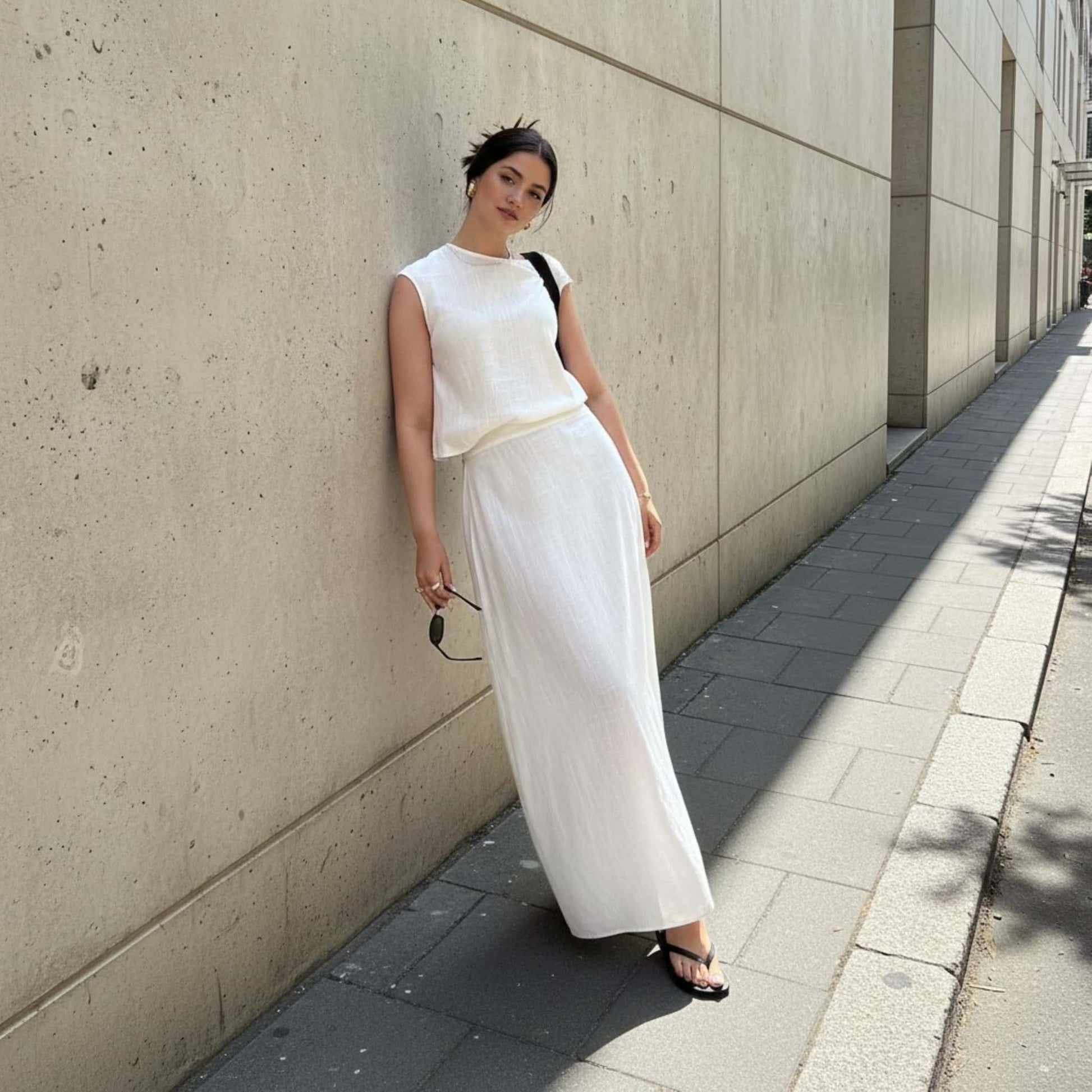 Linen Two Piece Set, Linen Tank Top And Maxi Skirt Set