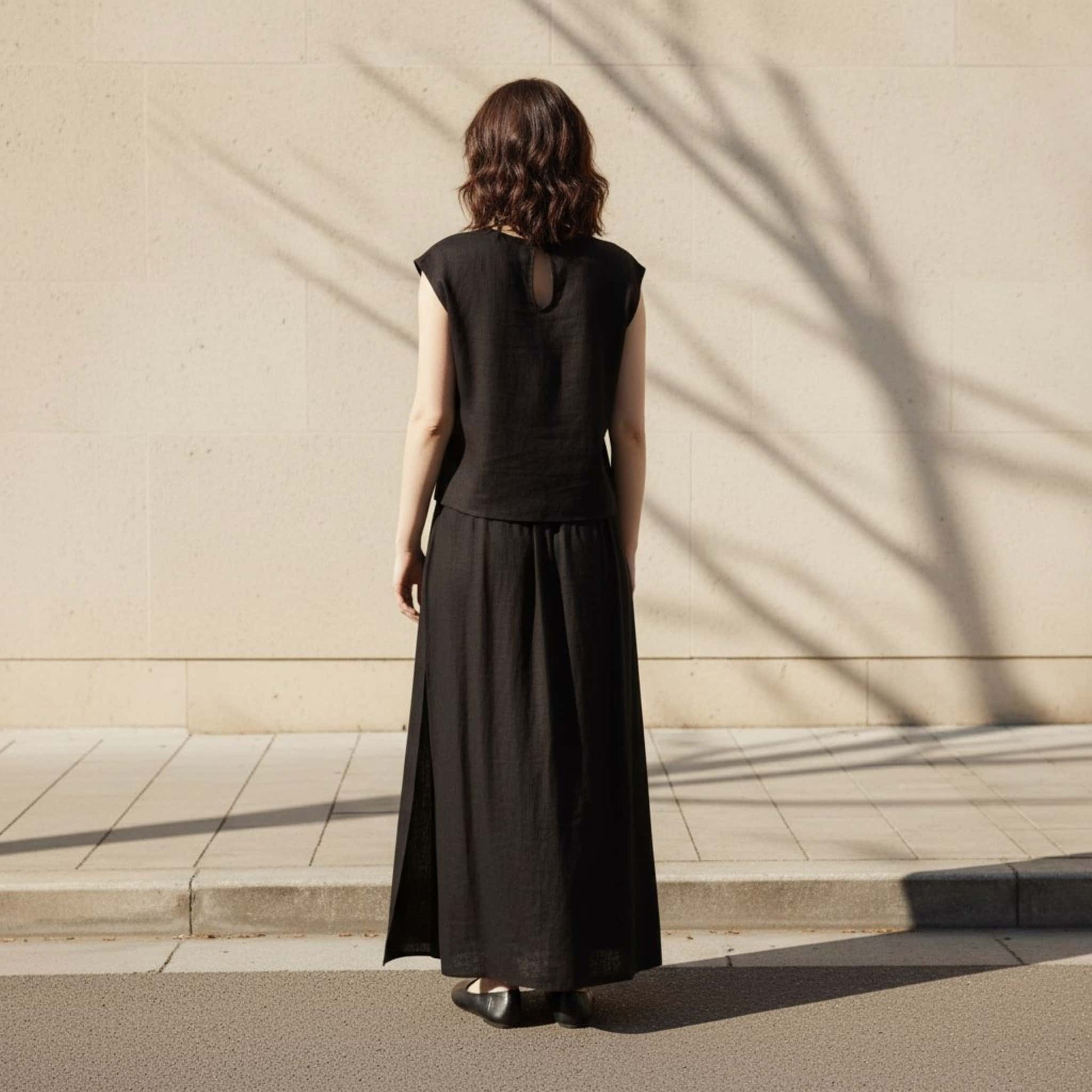 Linen Two Piece Set, Linen Tank Top And Maxi Skirt Set