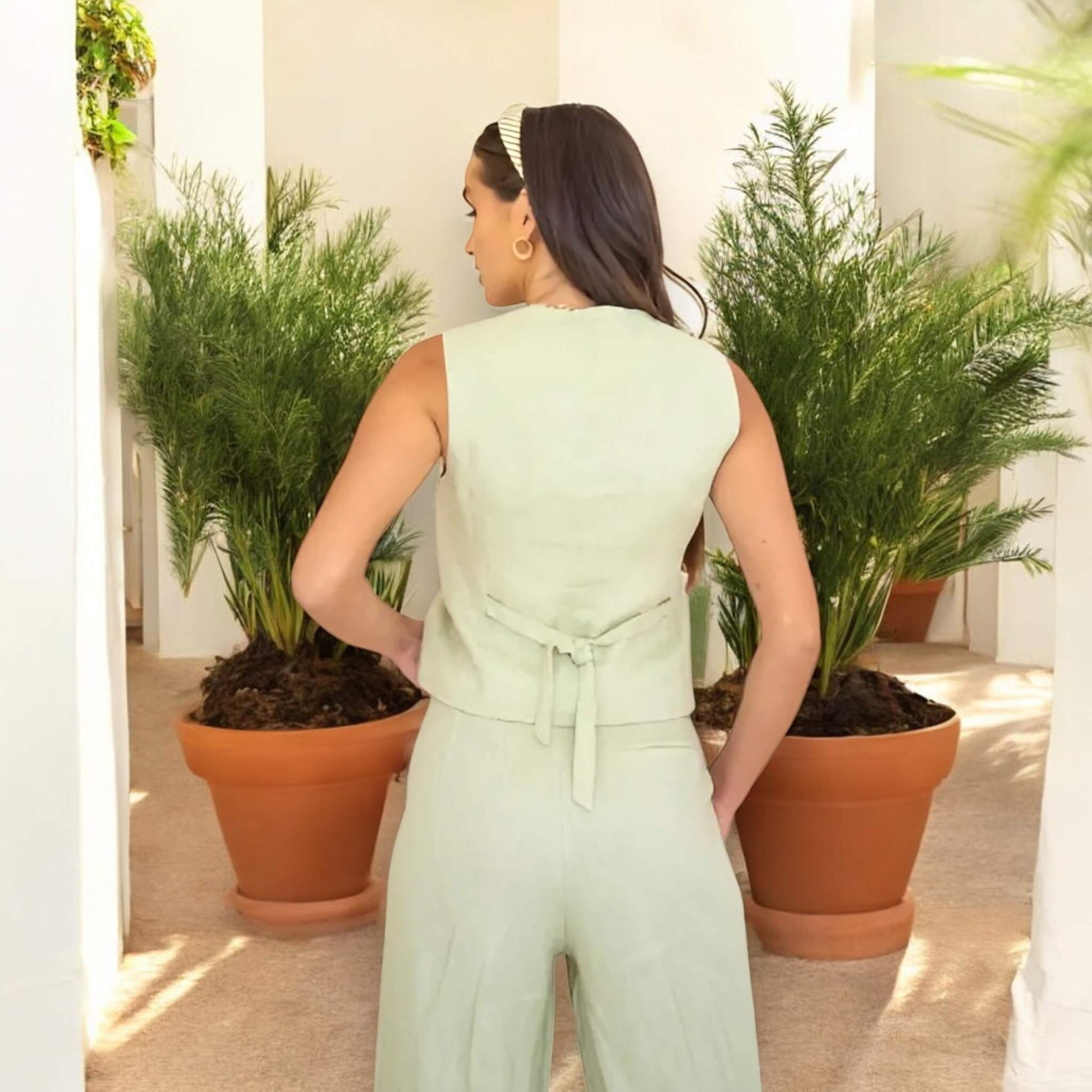 Linen Wide Leg Trousers, High Waisted Linen Pants