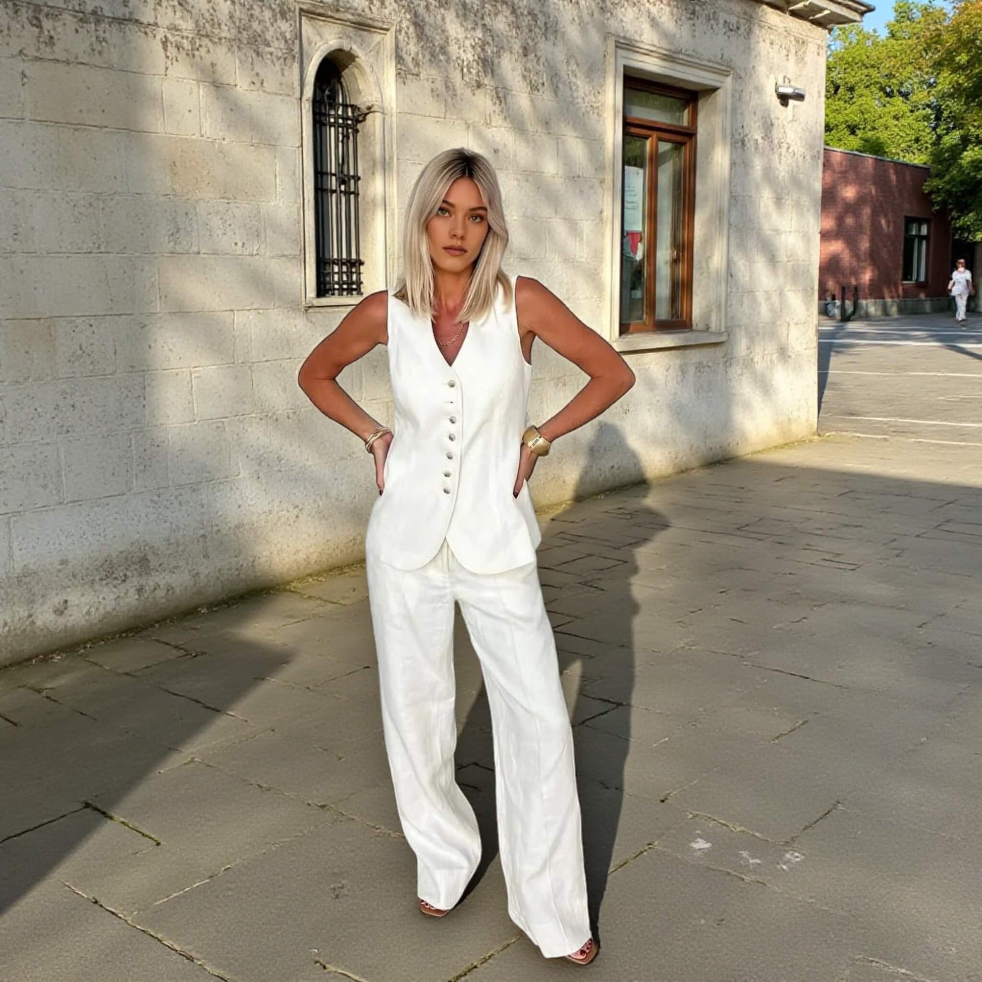 Linen Wide Leg Trousers, Linen High Waisted Pants