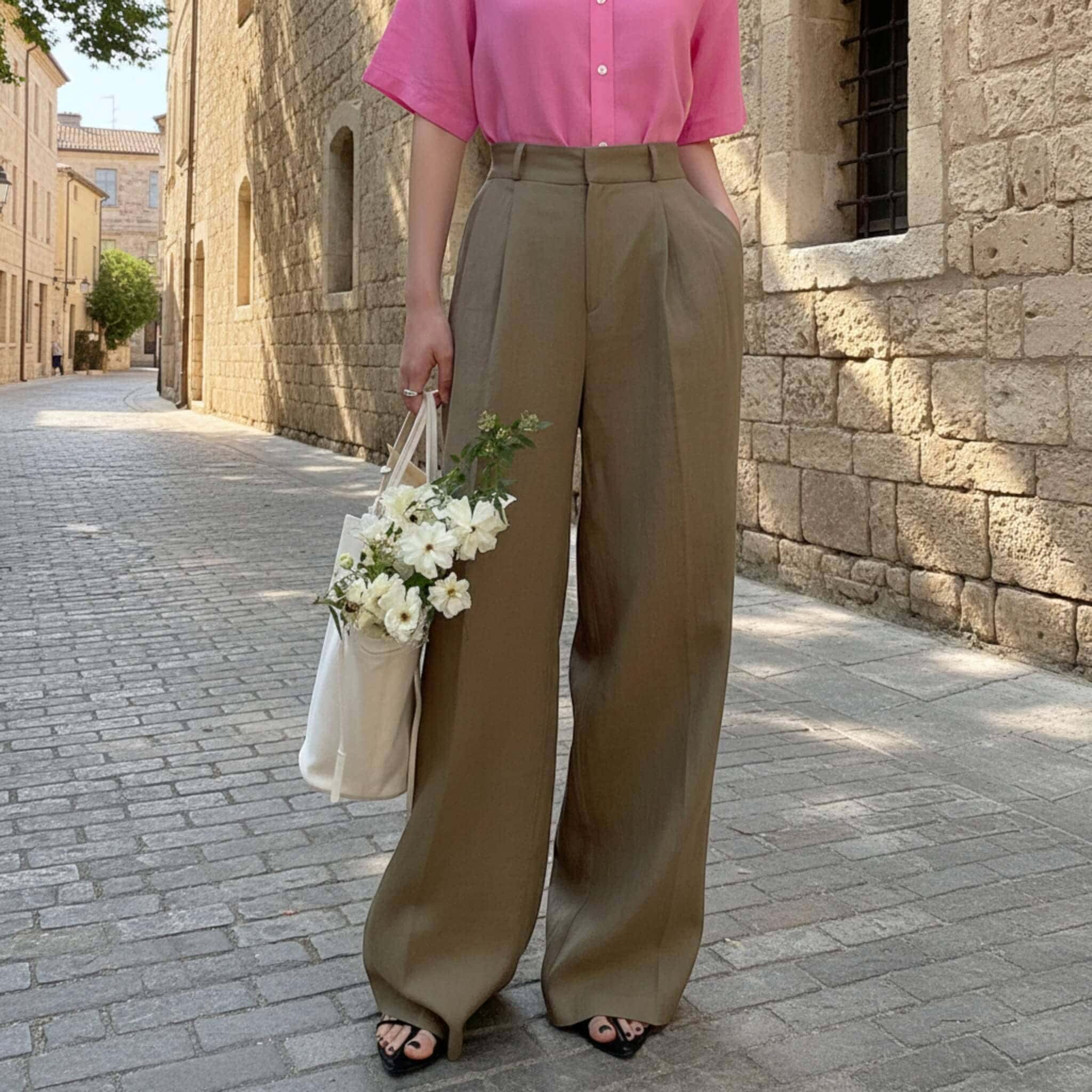 Linen Womens Pants, High Waisted Wide Leg Pants