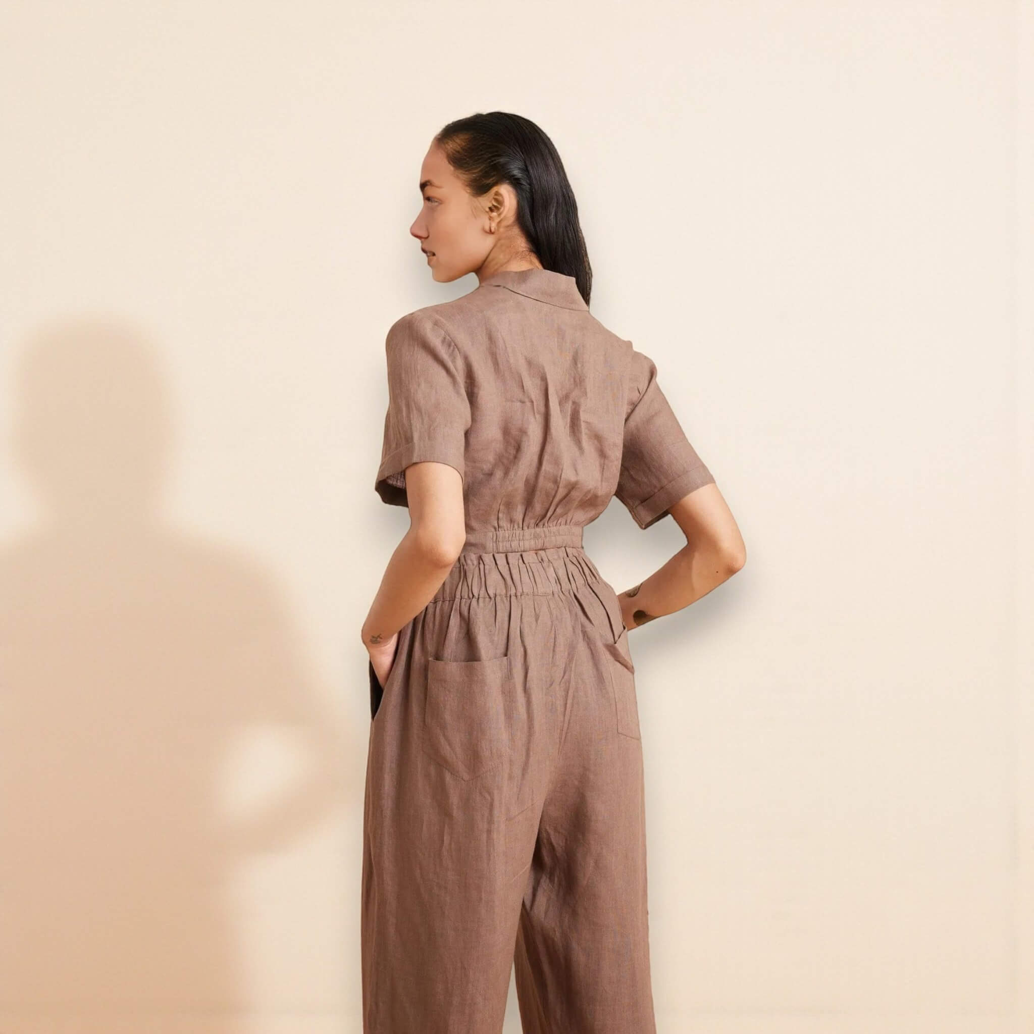 Linen Wrap Crop Top, Short Sleeve Linen Wrap Top