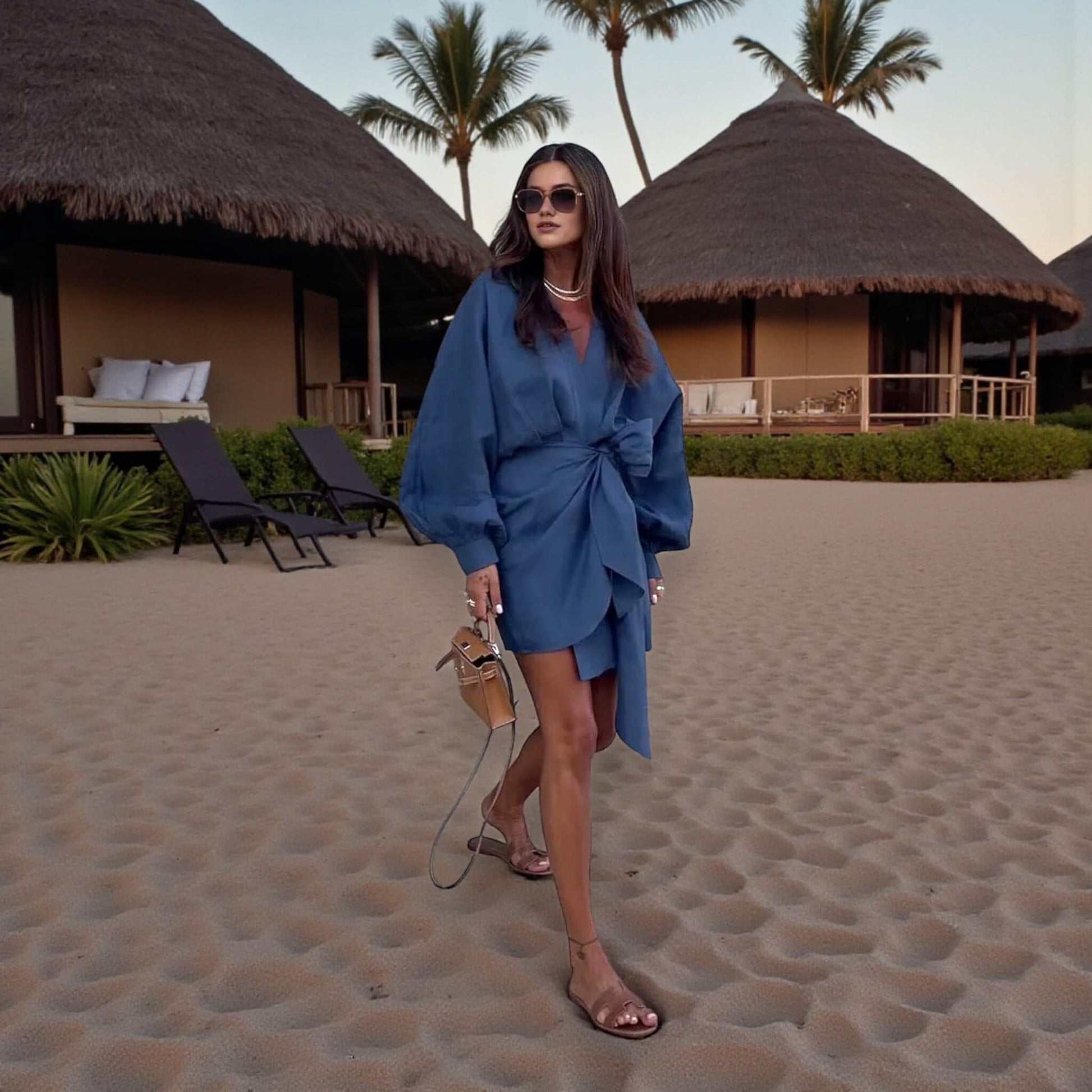 Linen Wrap Dress, Long Sleeve Wrap Dress