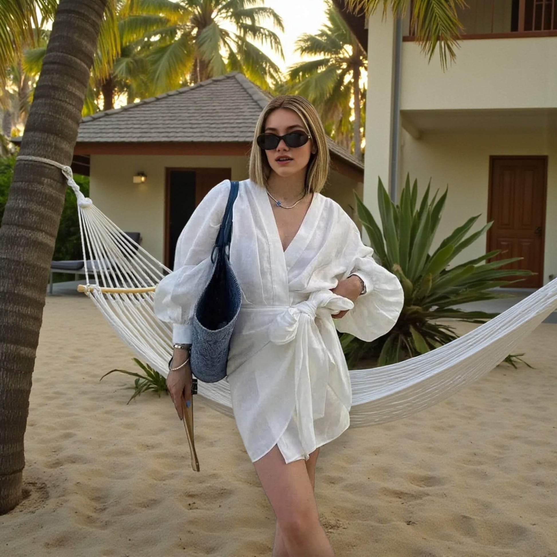 Linen Wrap Dress, Long Sleeve Wrap Dress