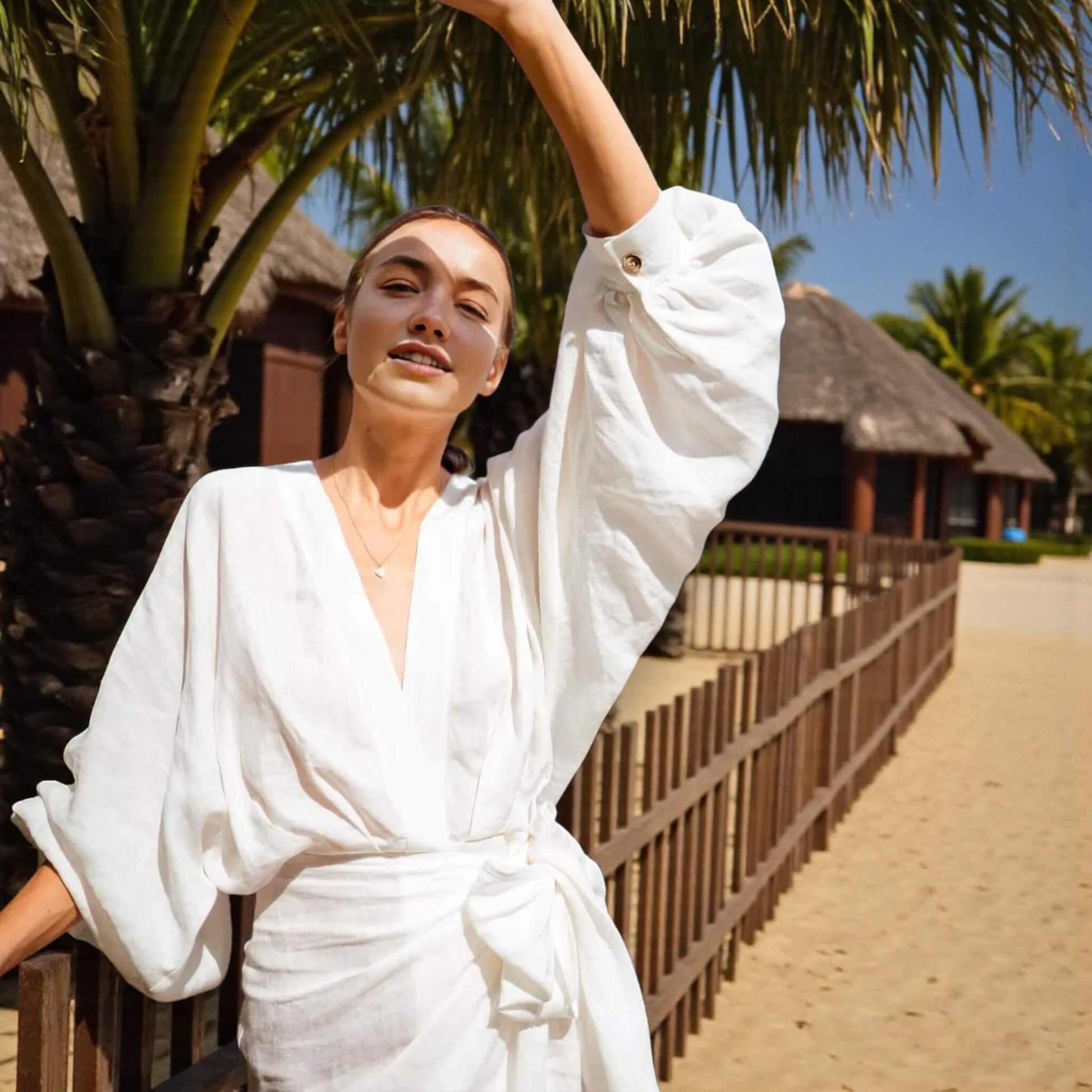 Linen Wrap Dress, Long Sleeve Wrap Dress