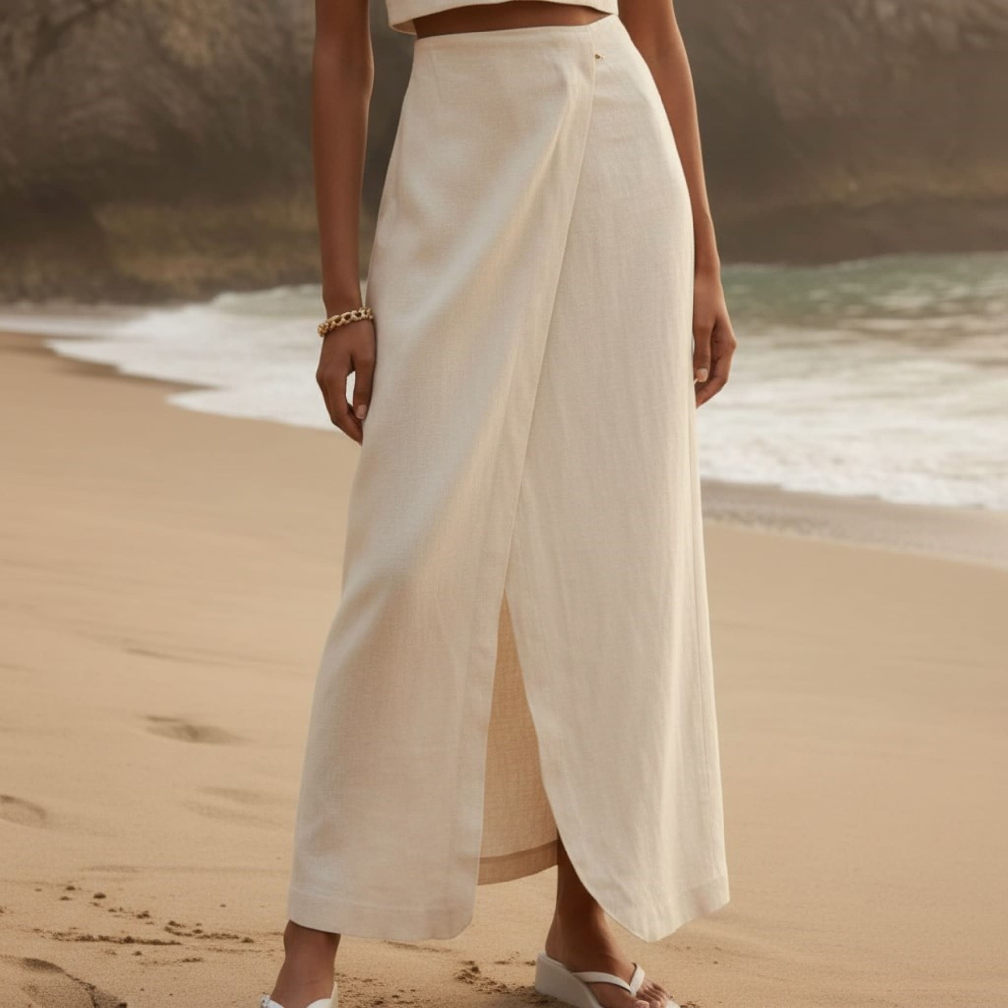 Linen Wrap Skirt, Linen Maxi Skirt With Slit