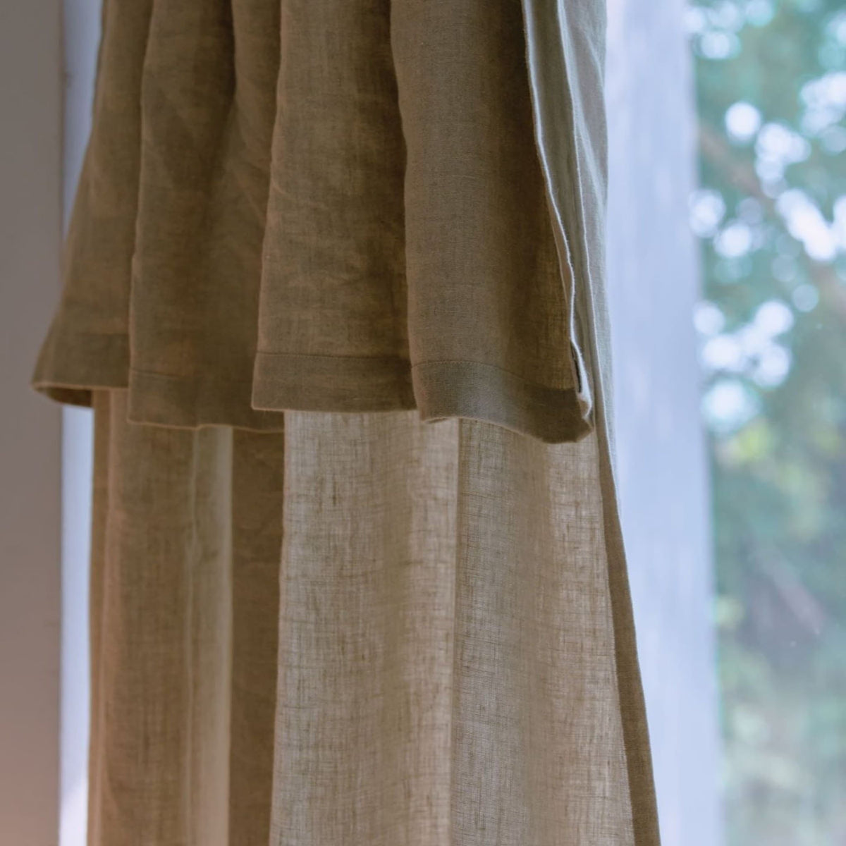 Long Linen Curtains, Two Tone Linen Curtain Panels