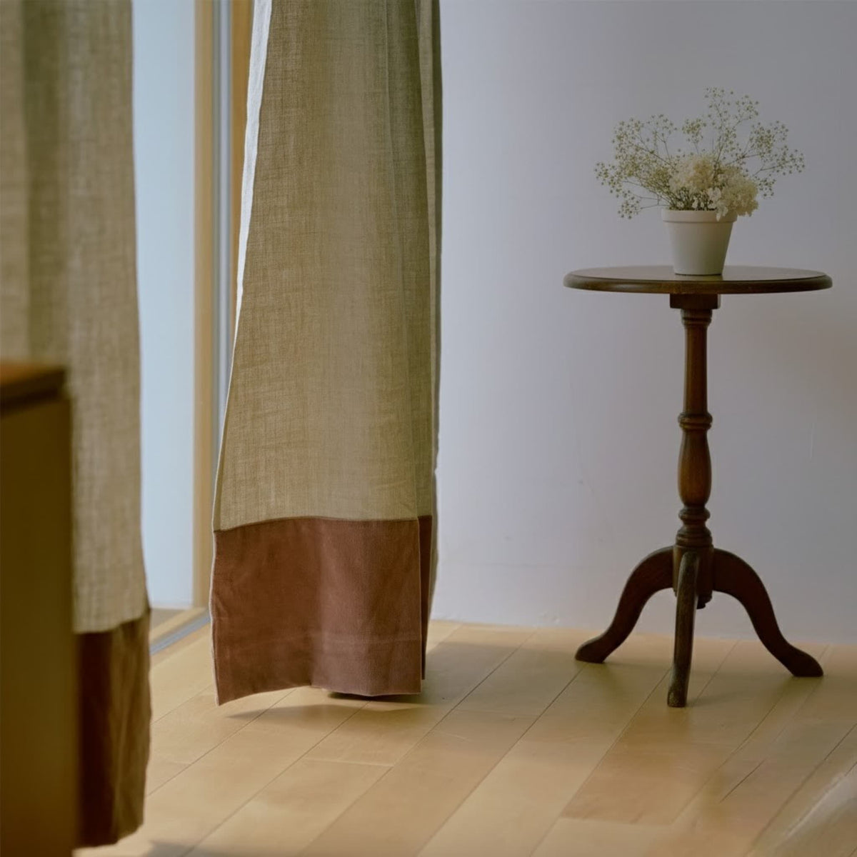Long Linen Curtains, Two Tone Linen Curtain Panels