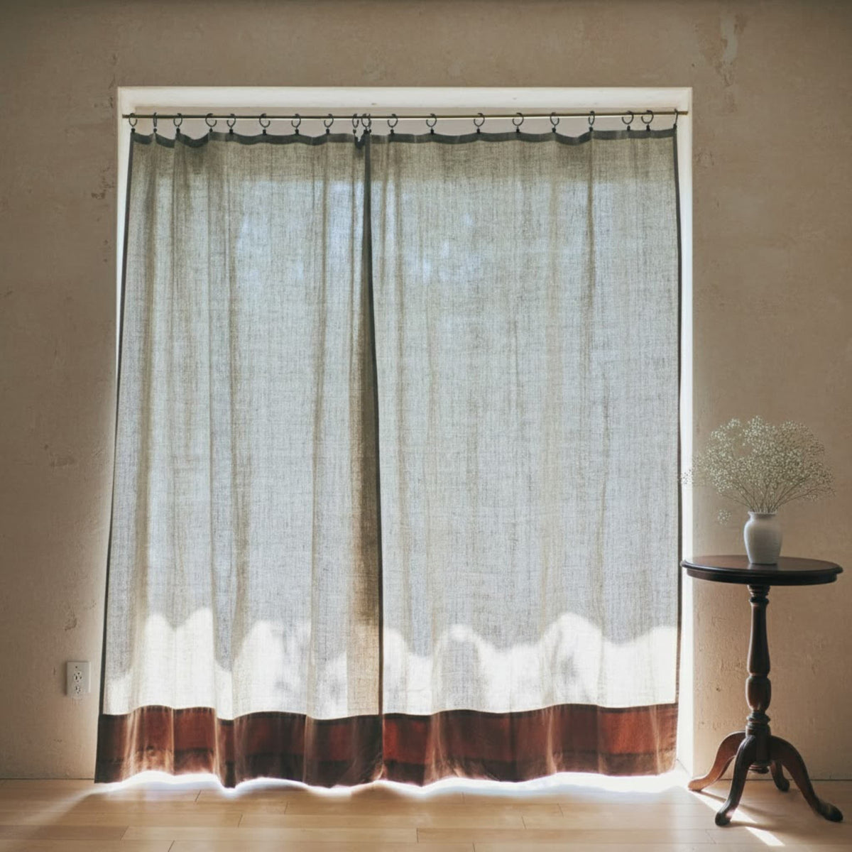 Long Linen Curtains, Two Tone Linen Curtain Panels