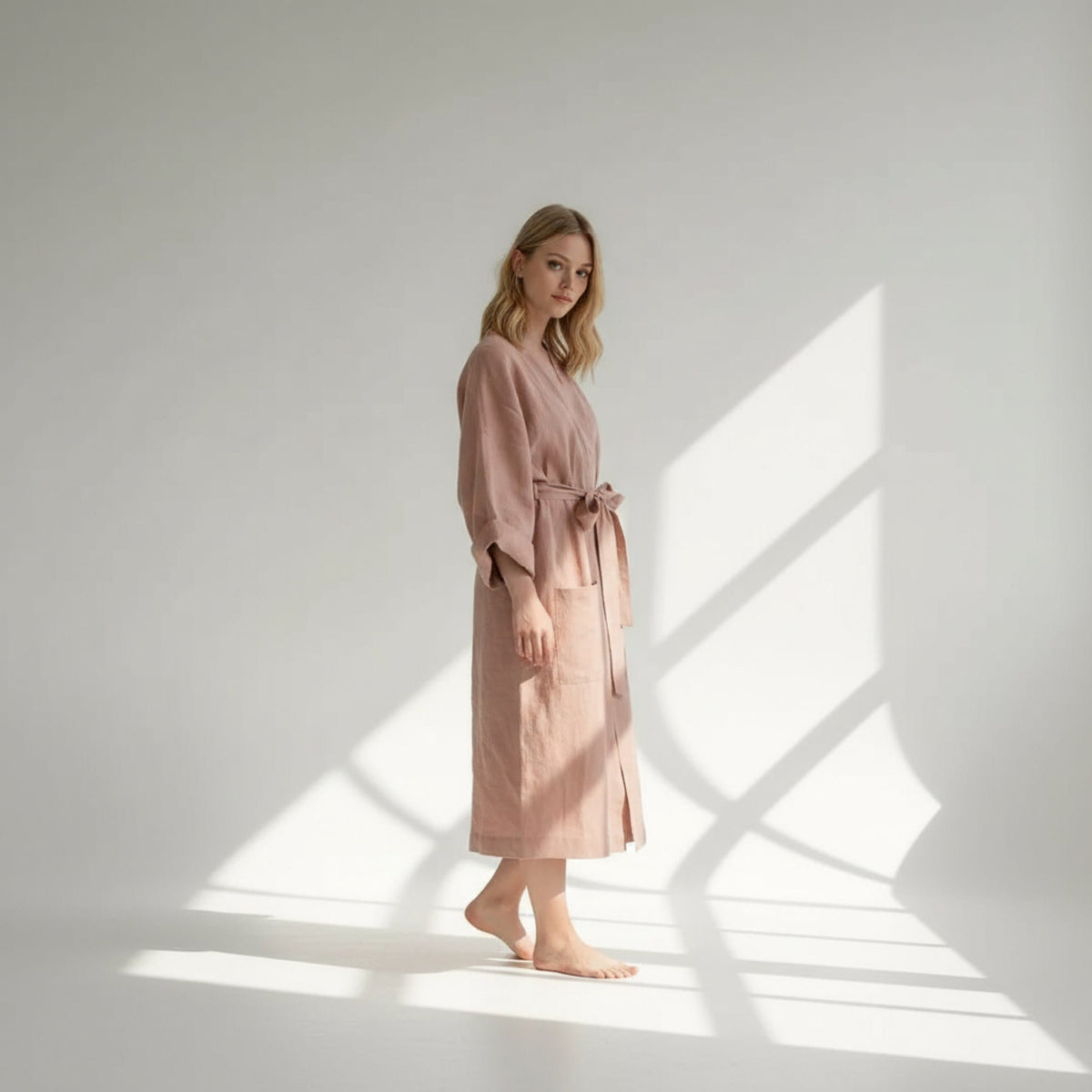 Long Linen Robe, Womens Linen Bathrobe