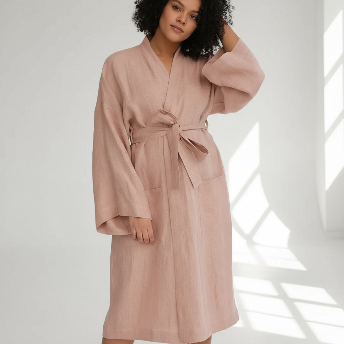 Long Linen Robe, Womens Linen Bathrobe