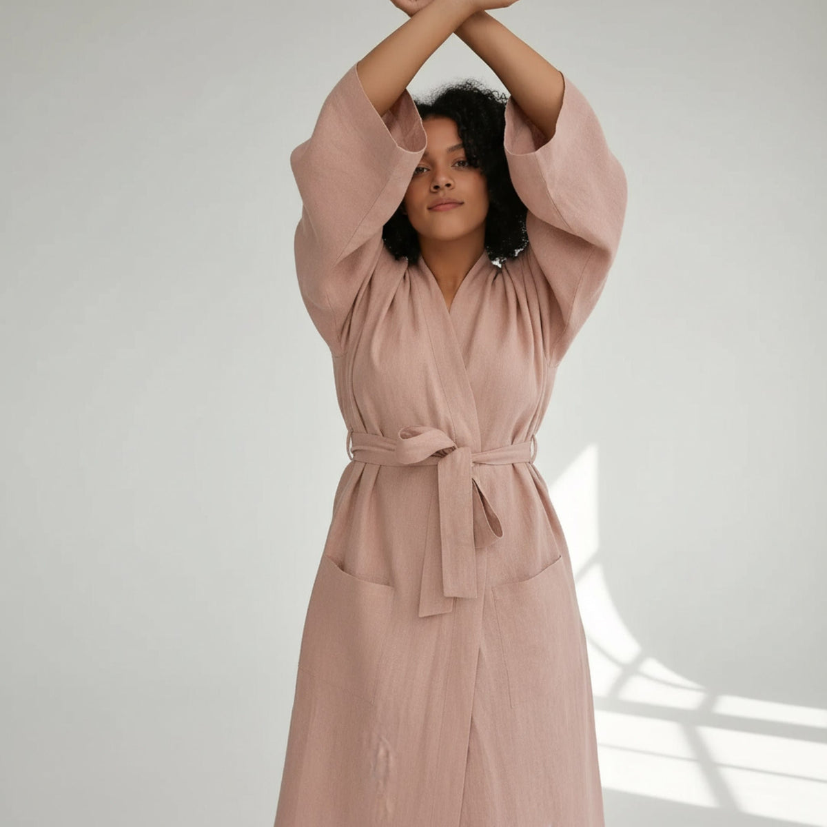 Long Linen Robe, Womens Linen Bathrobe