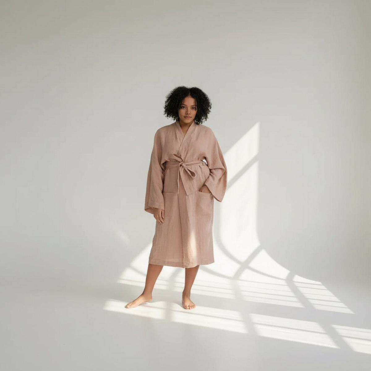 Long Linen Robe, Womens Linen Bathrobe