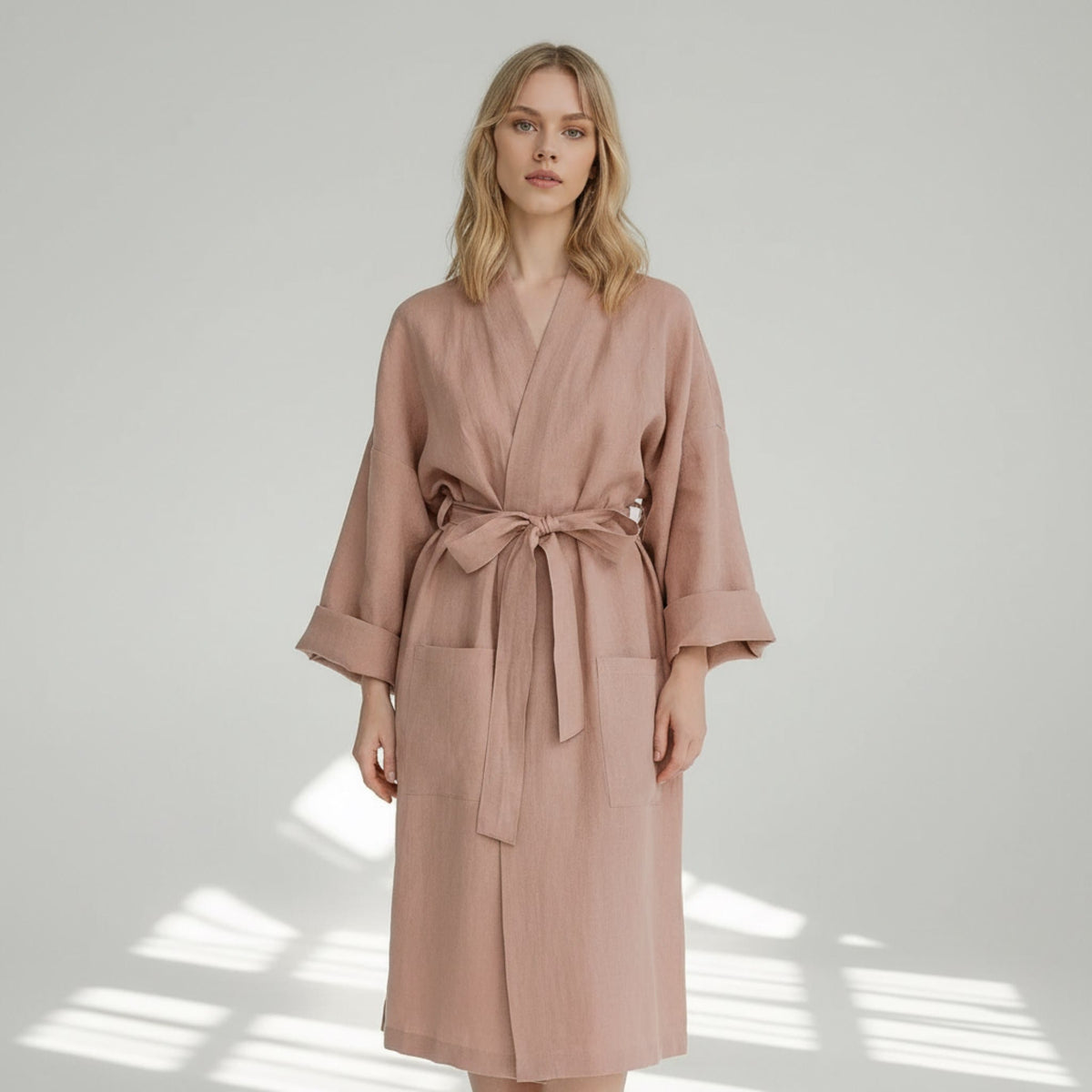 Long Linen Robe, Womens Linen Bathrobe