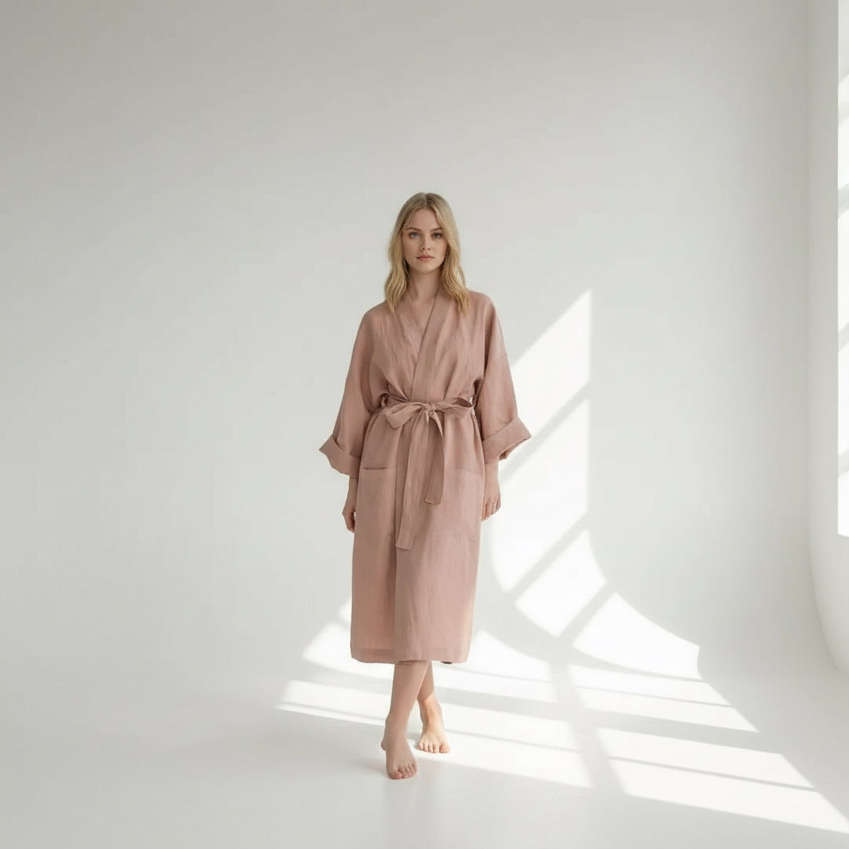Long Linen Robe, Womens Linen Bathrobe