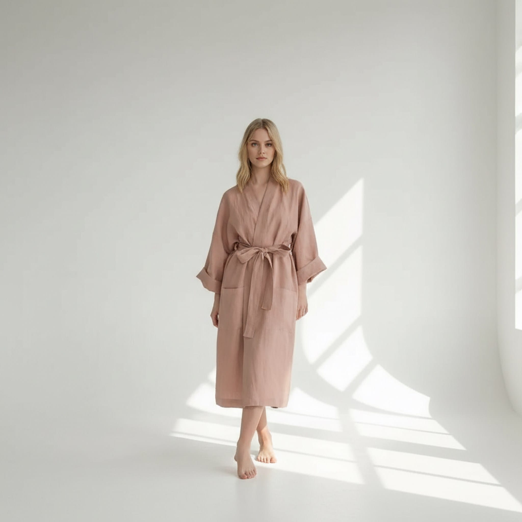 Long Linen Robe, Womens Linen Bathrobe