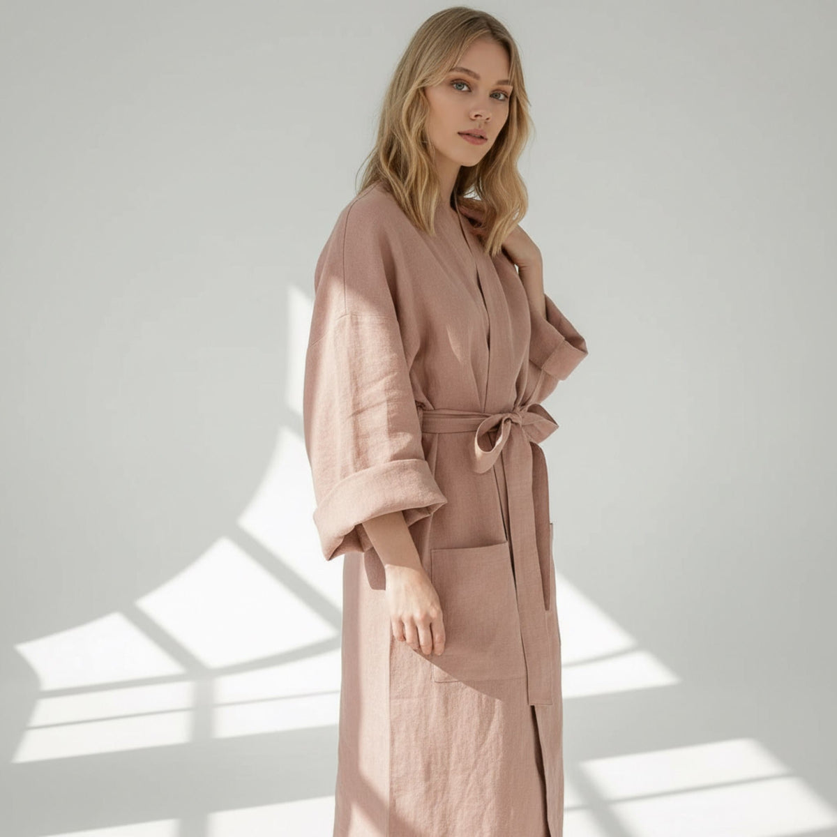 Long Linen Robe, Womens Linen Bathrobe