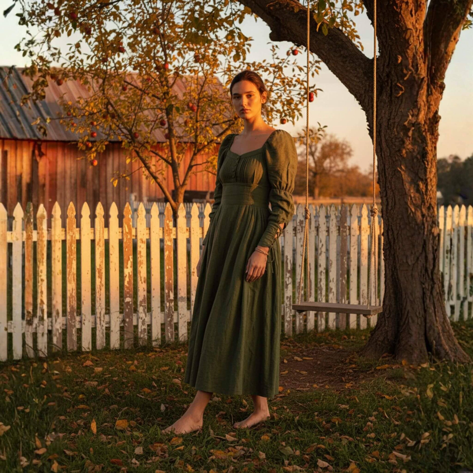 Long Sleeve Linen Maxi Dress, Puff Sleeve Corset Maxi Dress