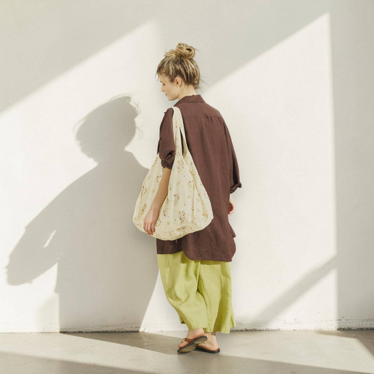 Longline Linen Shirt, Button Front Relaxed Sleeve